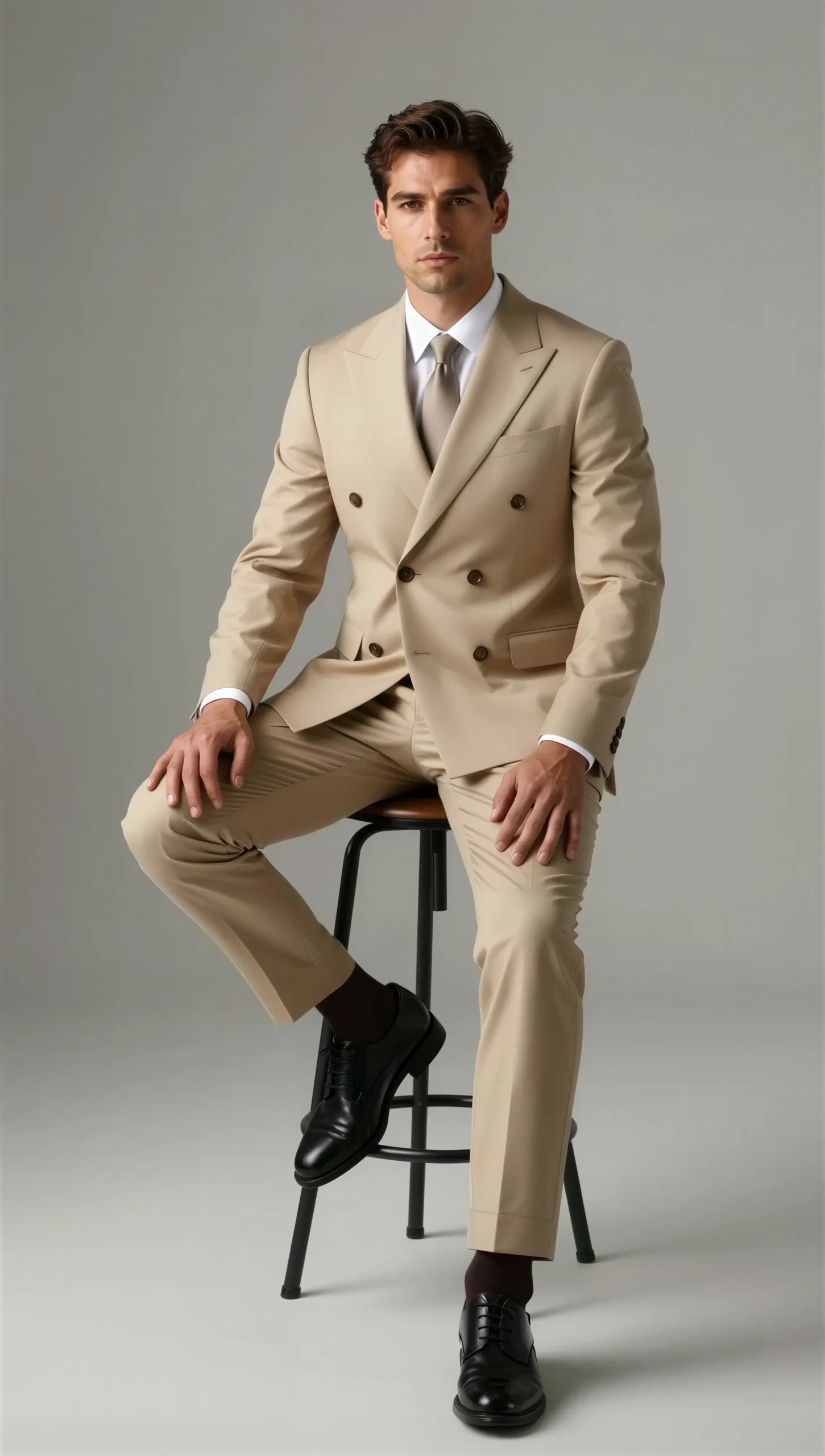 Custom Made 2 Piece Beige Tan Suit