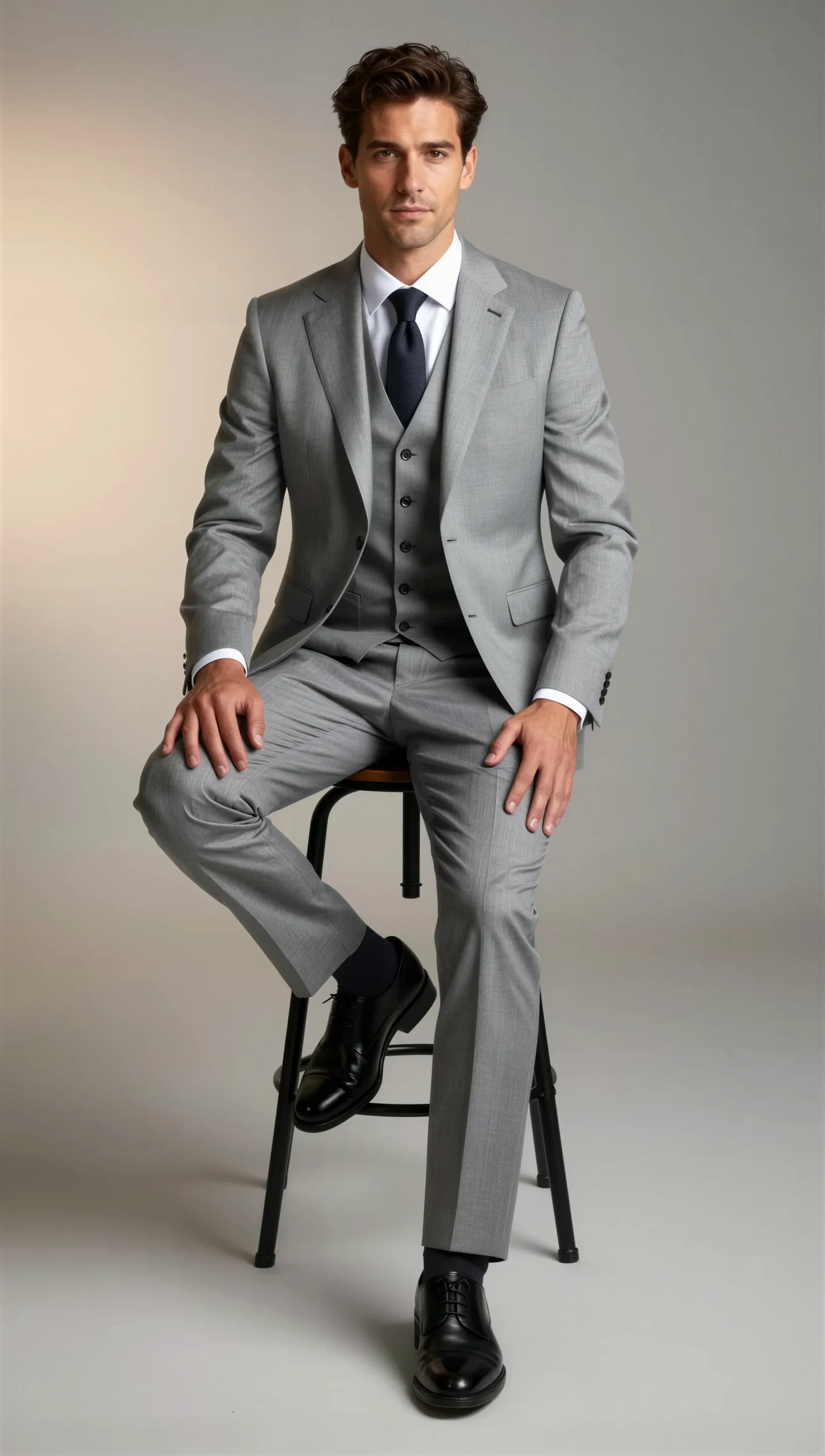Light Grey Three-Piece Suit – Notch Lapel