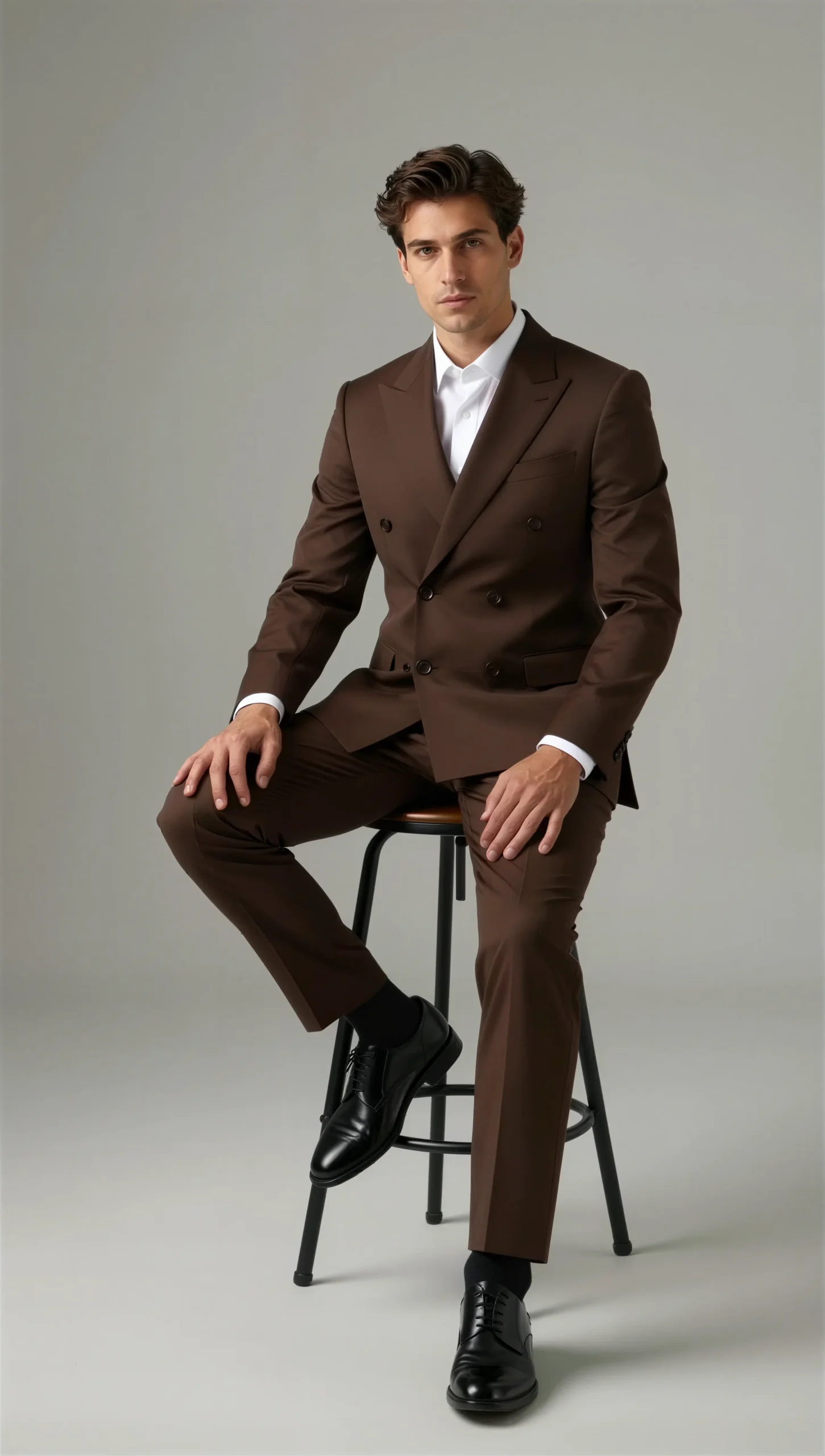 Two piece double breasted peak Brown chocolate