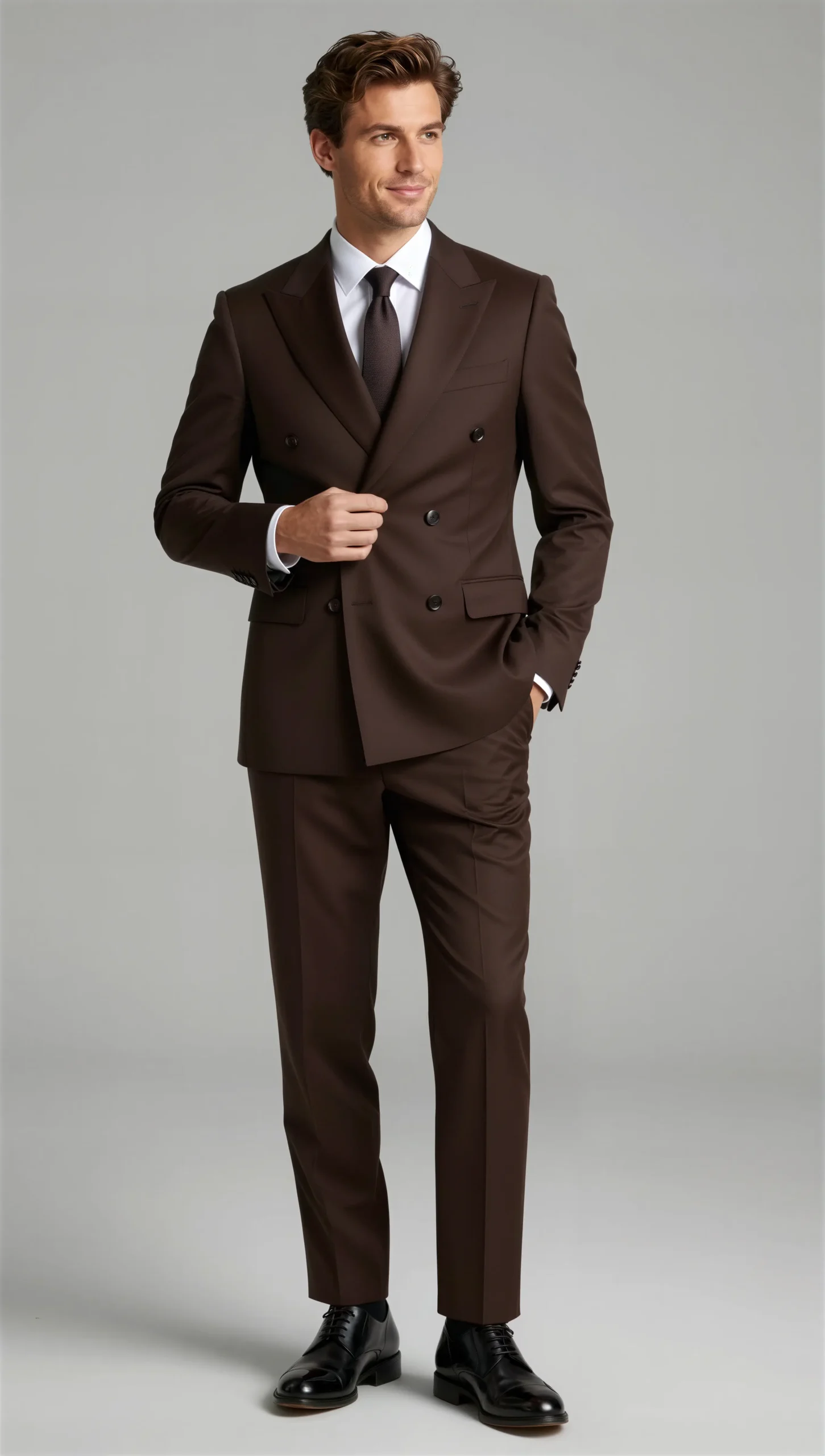 Two piece double breasted peak Brown chocolate