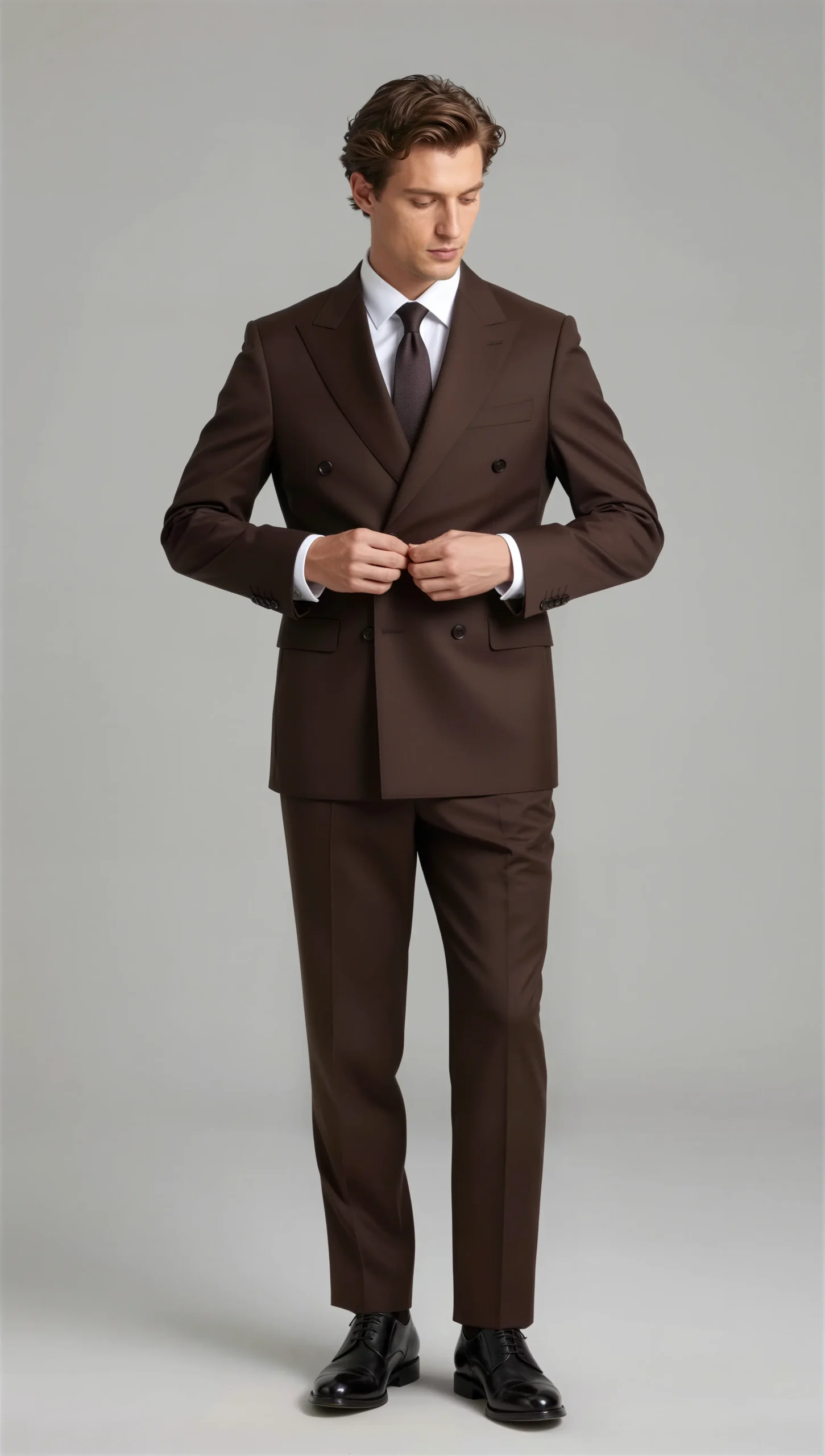Two piece double breasted peak Brown chocolate