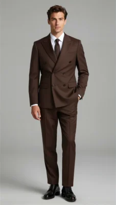 Two piece double breasted peak Brown chocolate