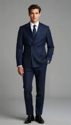 Two piece double breasted peak Dark blue mid night blue