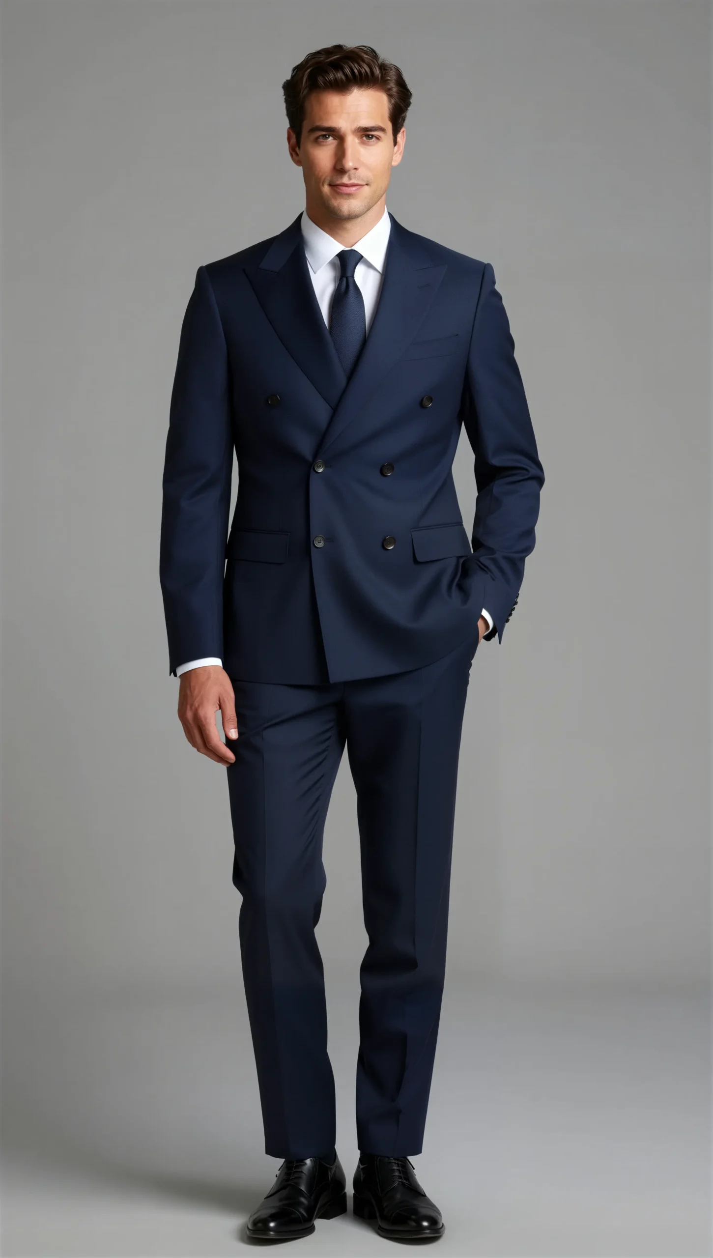 Two piece double breasted peak Dark blue mid night blue