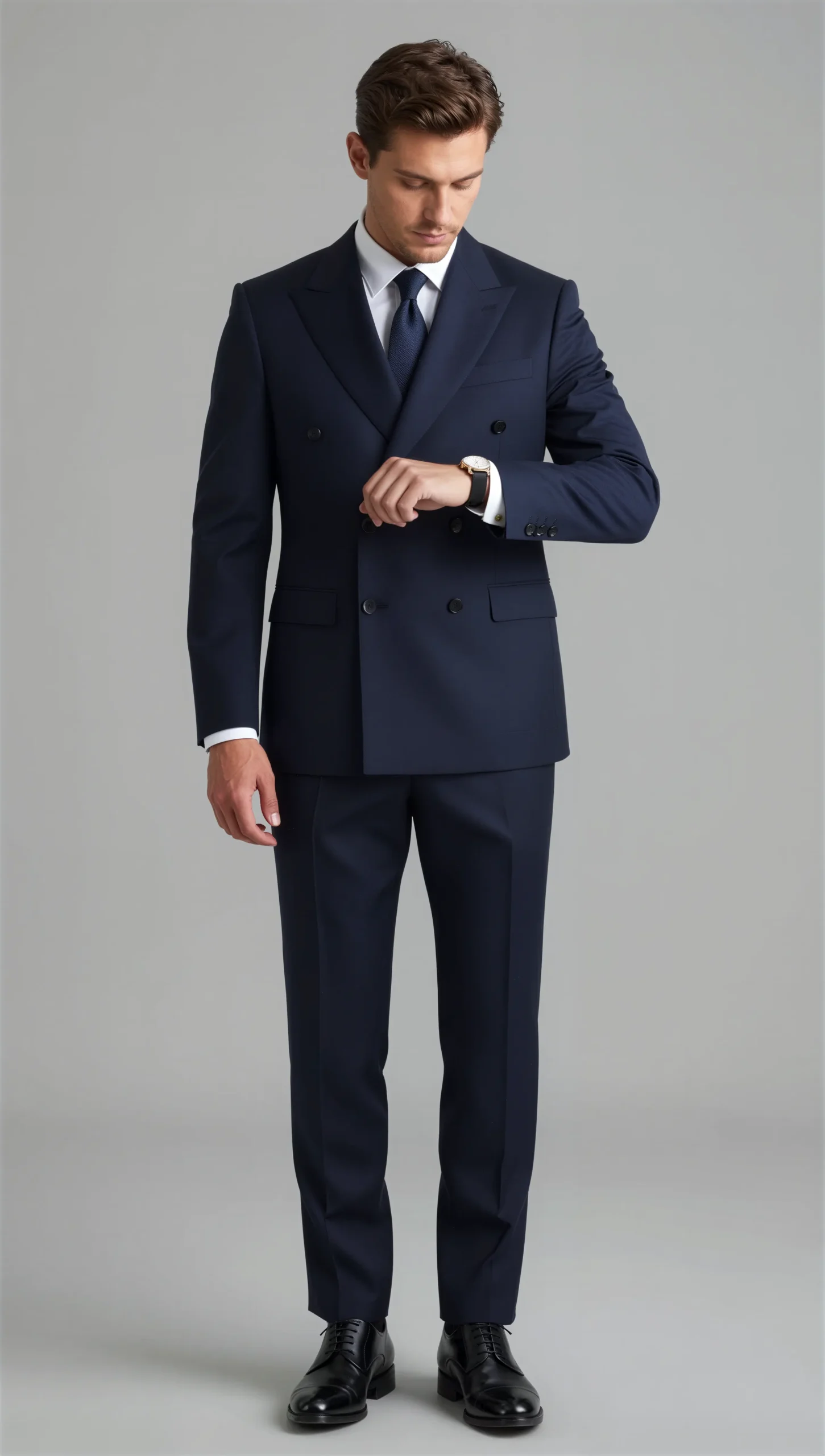 Two piece double breasted peak Dark blue mid night blue