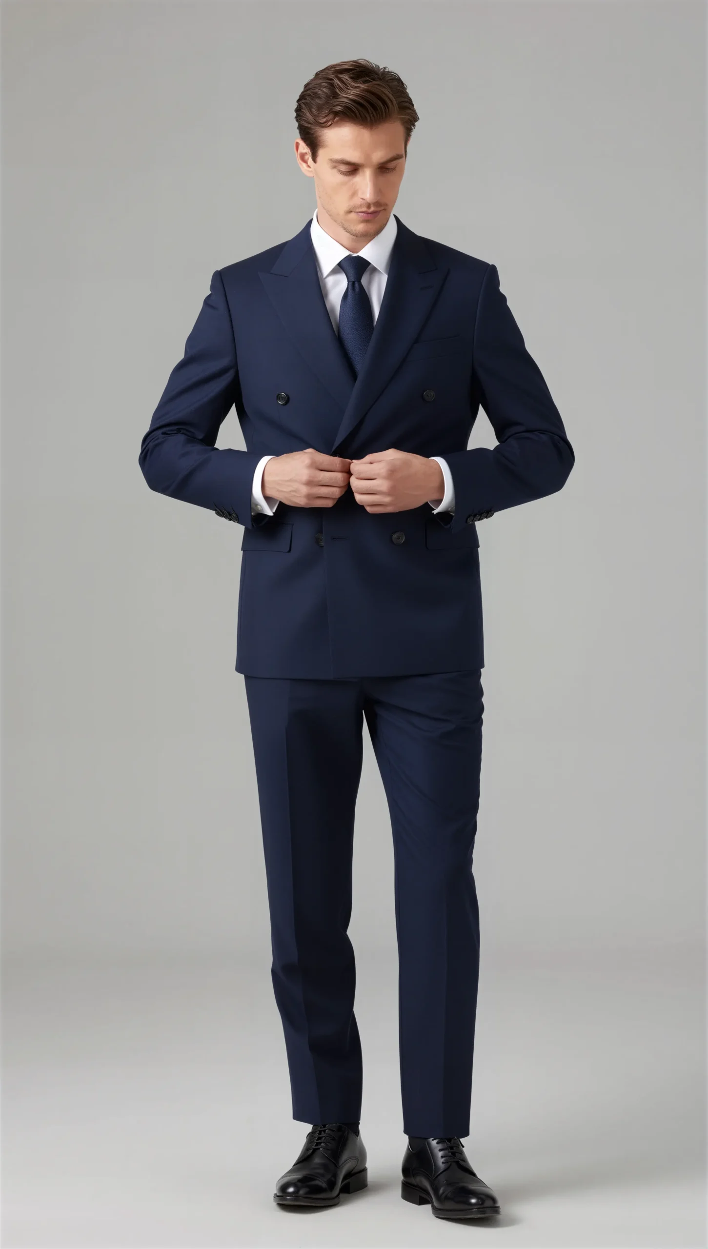 Two piece double breasted peak Dark blue mid night blue