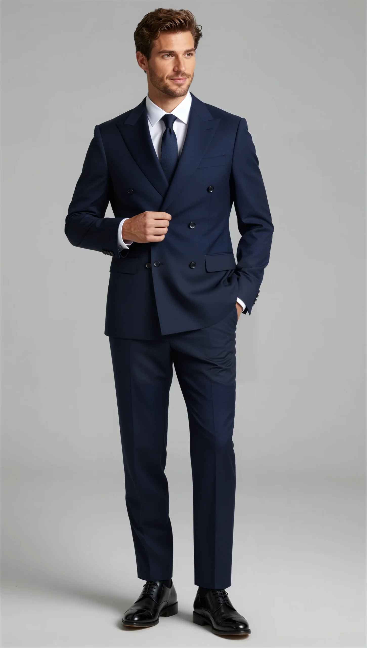 Two piece double breasted peak Dark blue mid night blue