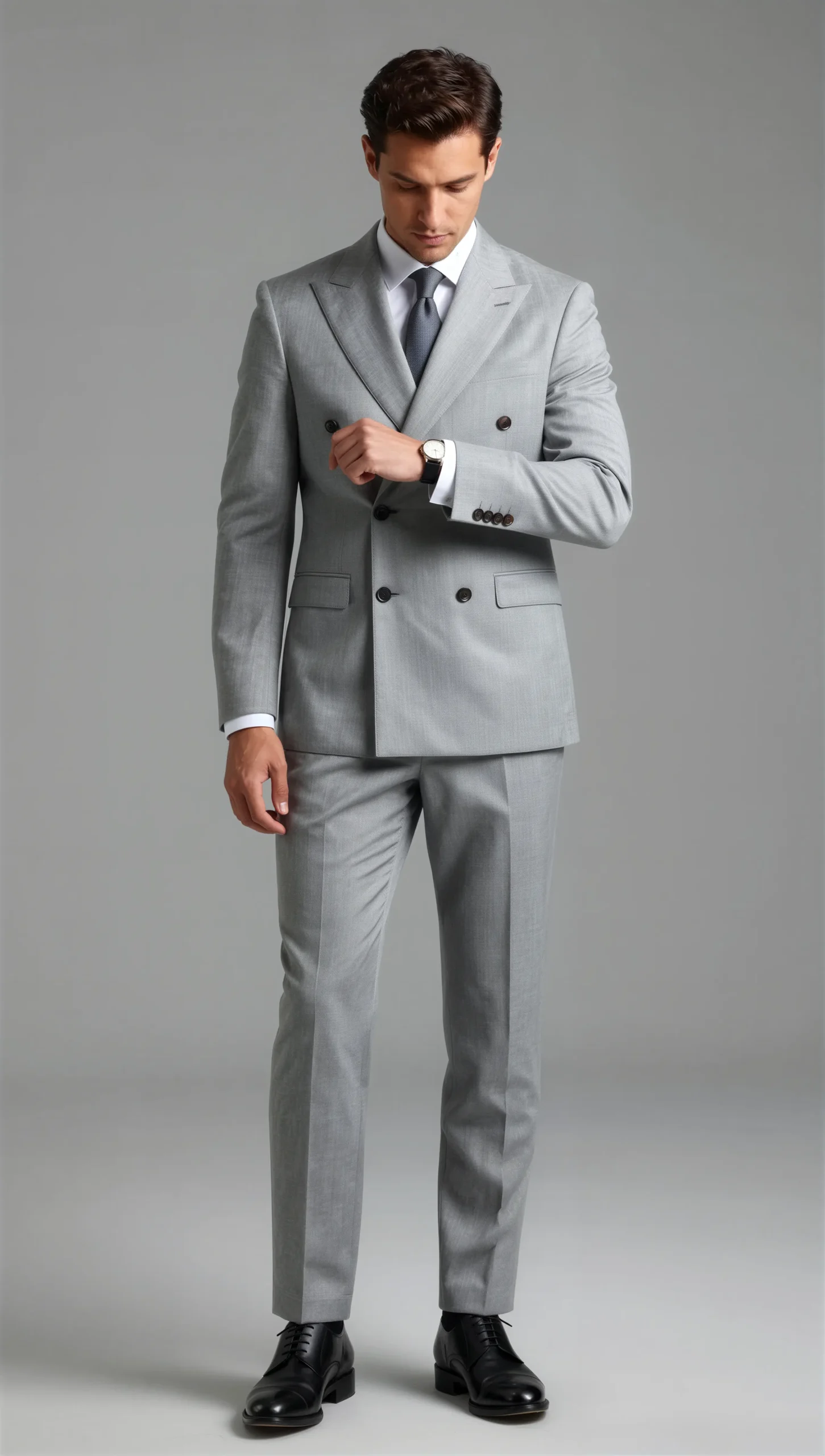 Two piece double breasted peak Light grey