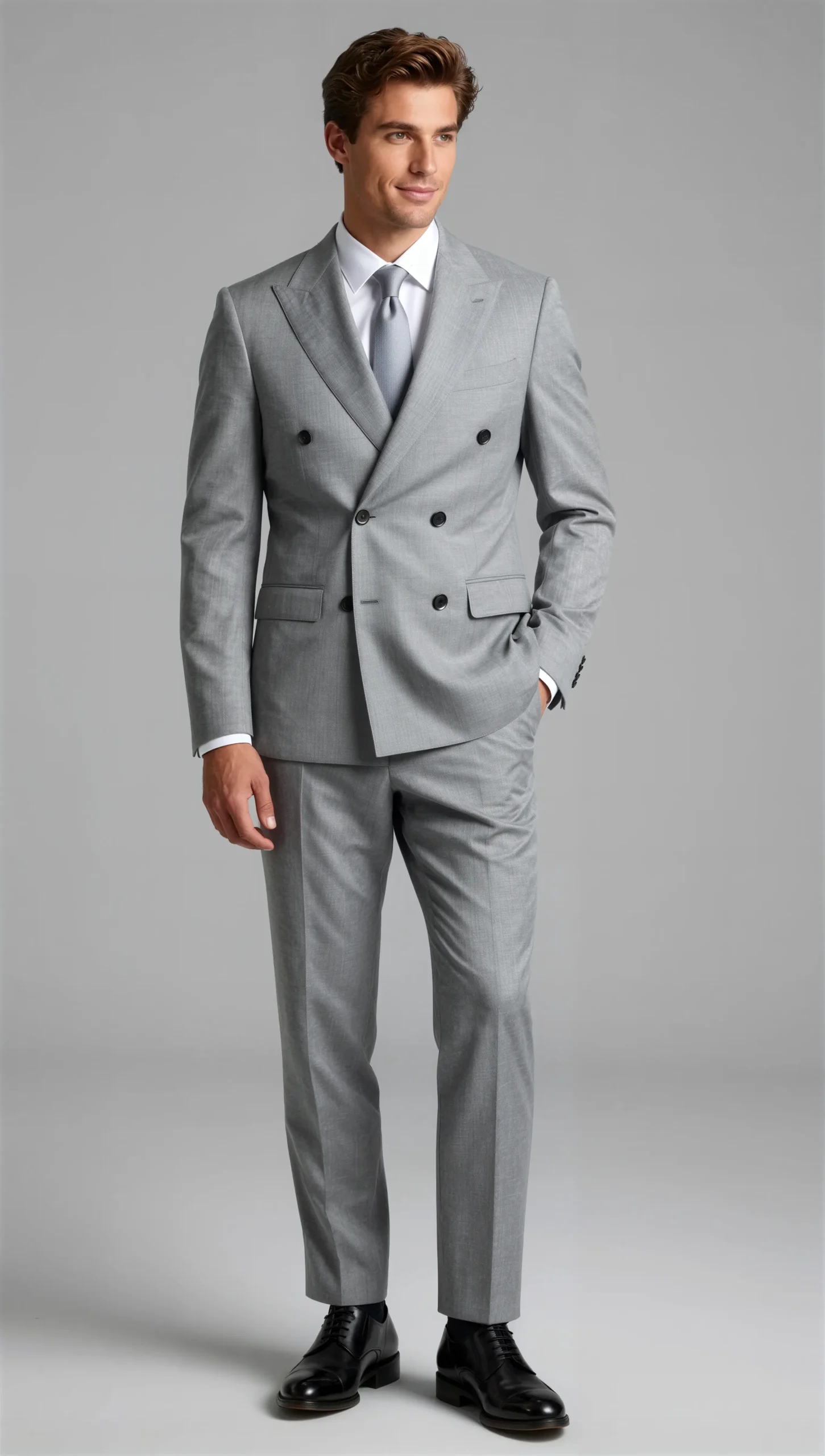 Two piece double breasted peak Light grey