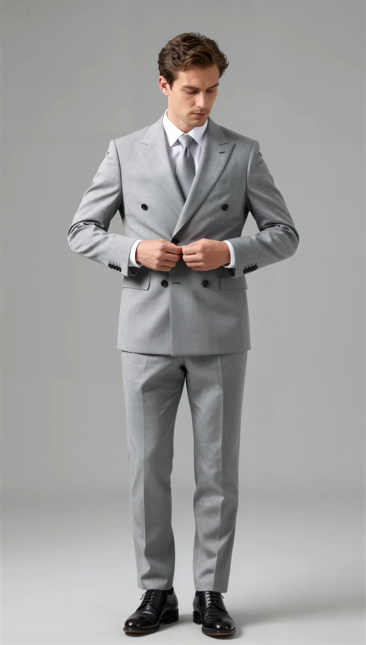 Two piece double breasted peak Light grey
