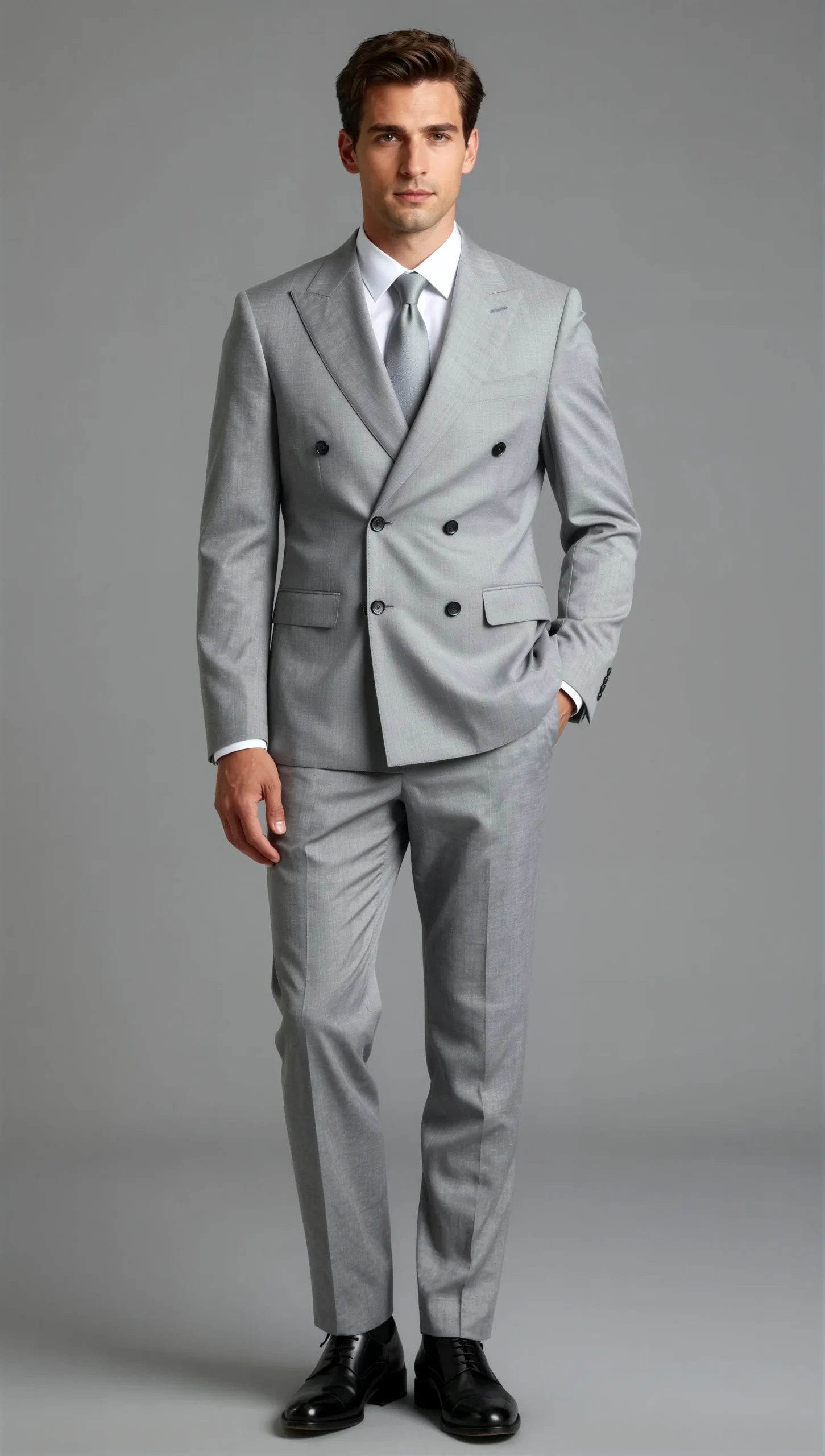 Two piece double breasted peak Light grey