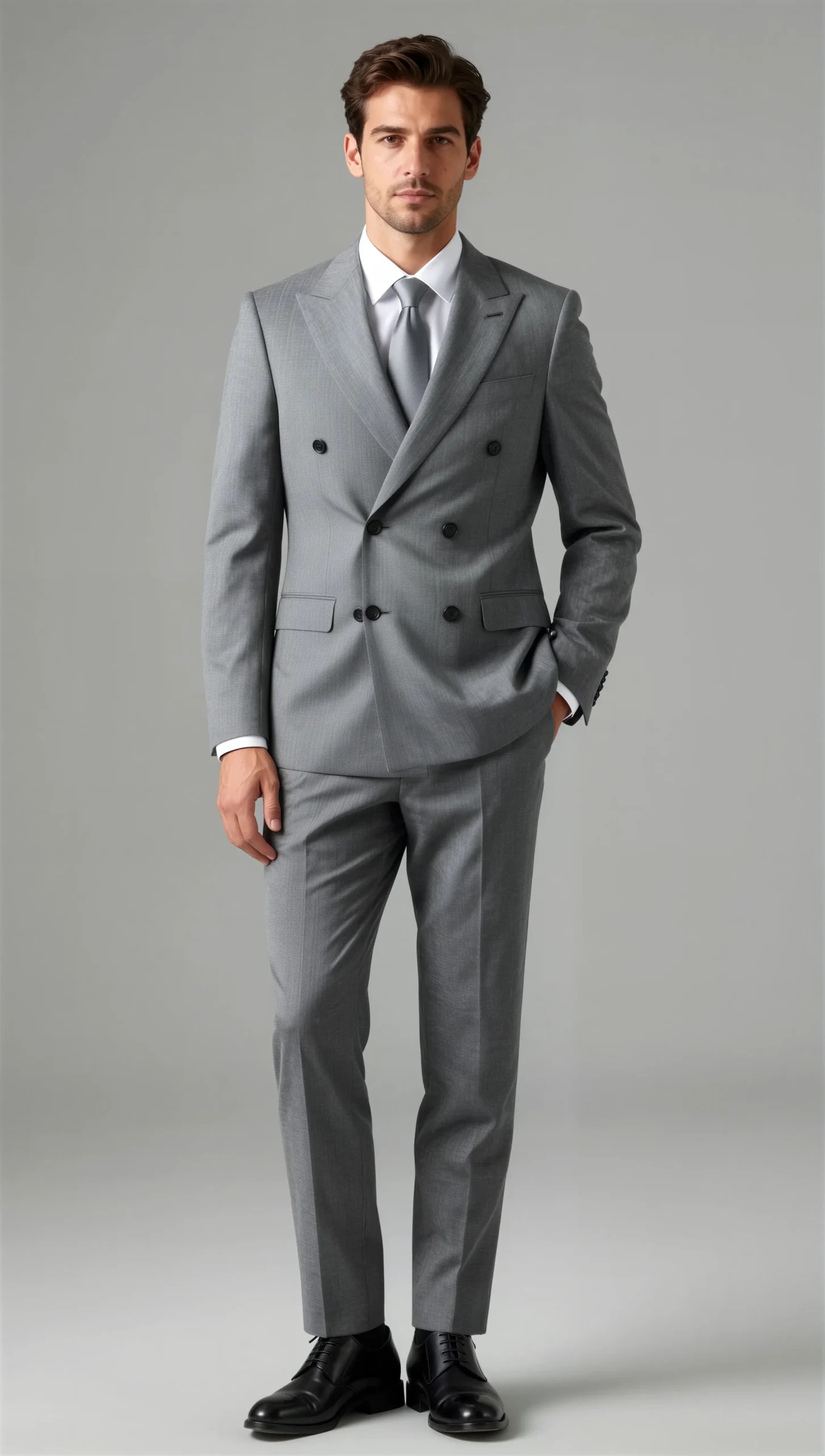 Two piece double breasted peak Medium grey