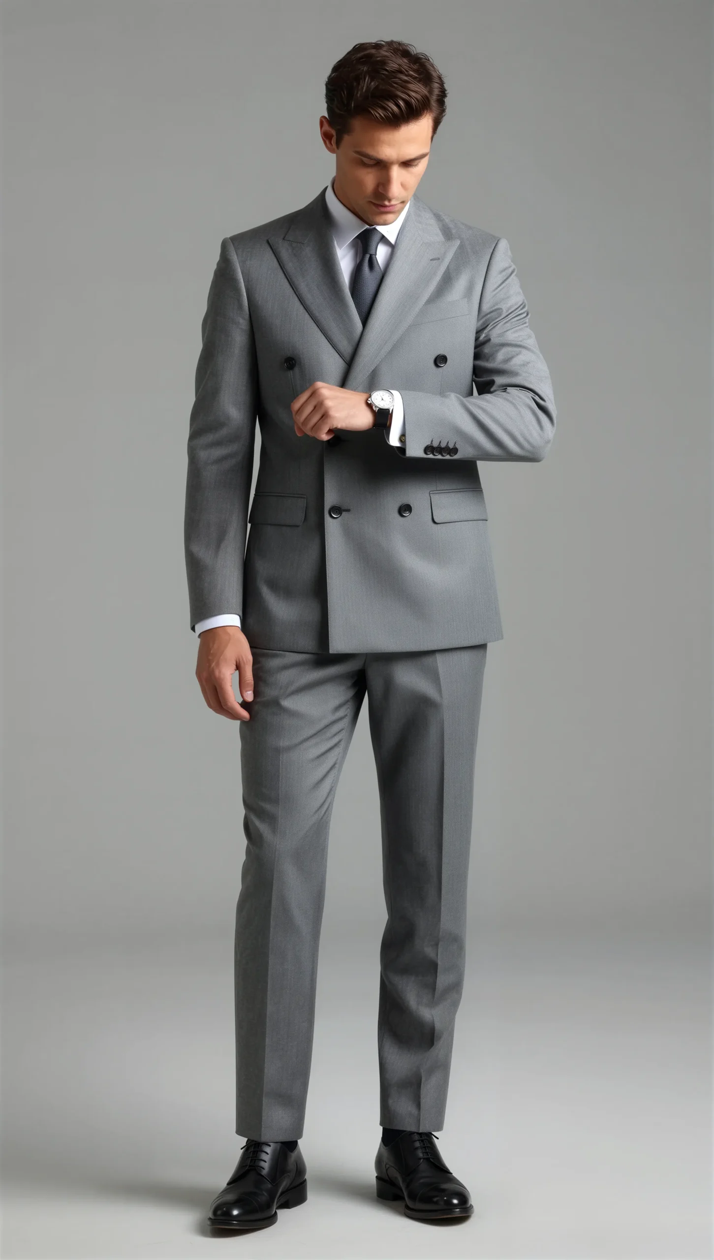 Two piece double breasted peak Medium grey