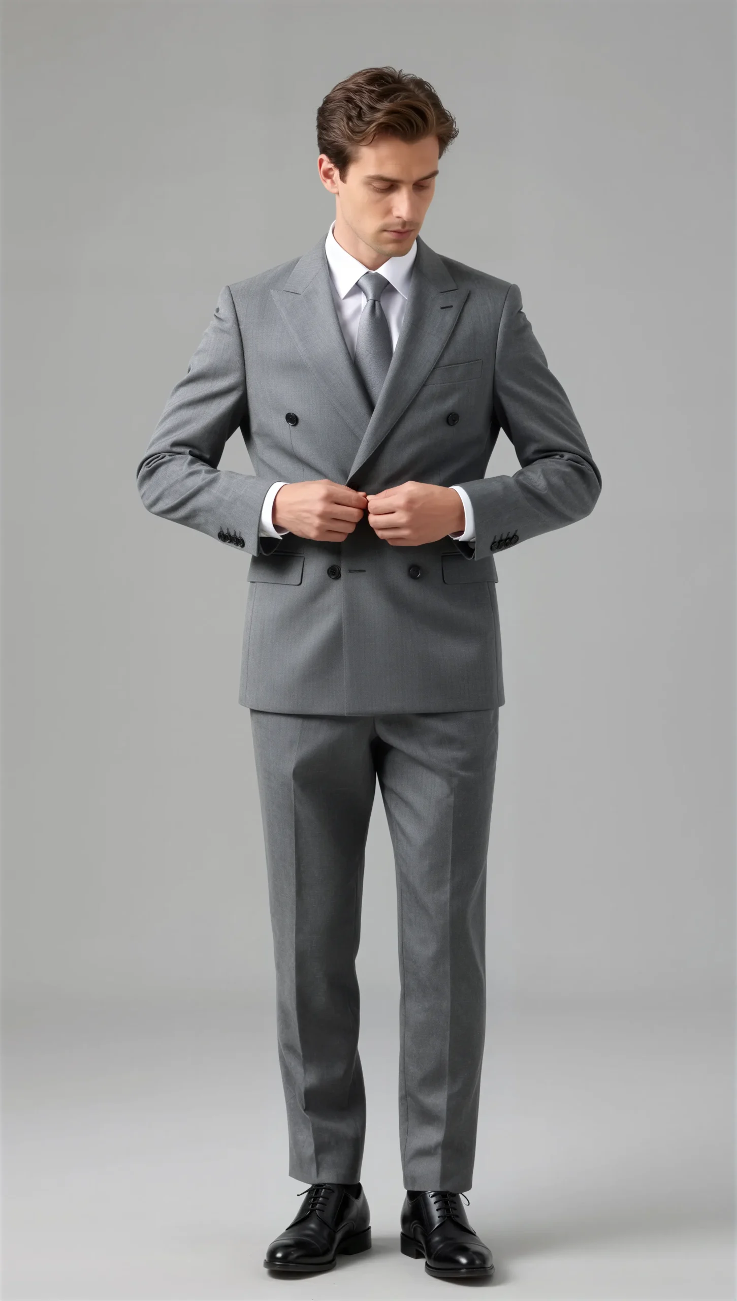 Two piece double breasted peak Medium grey
