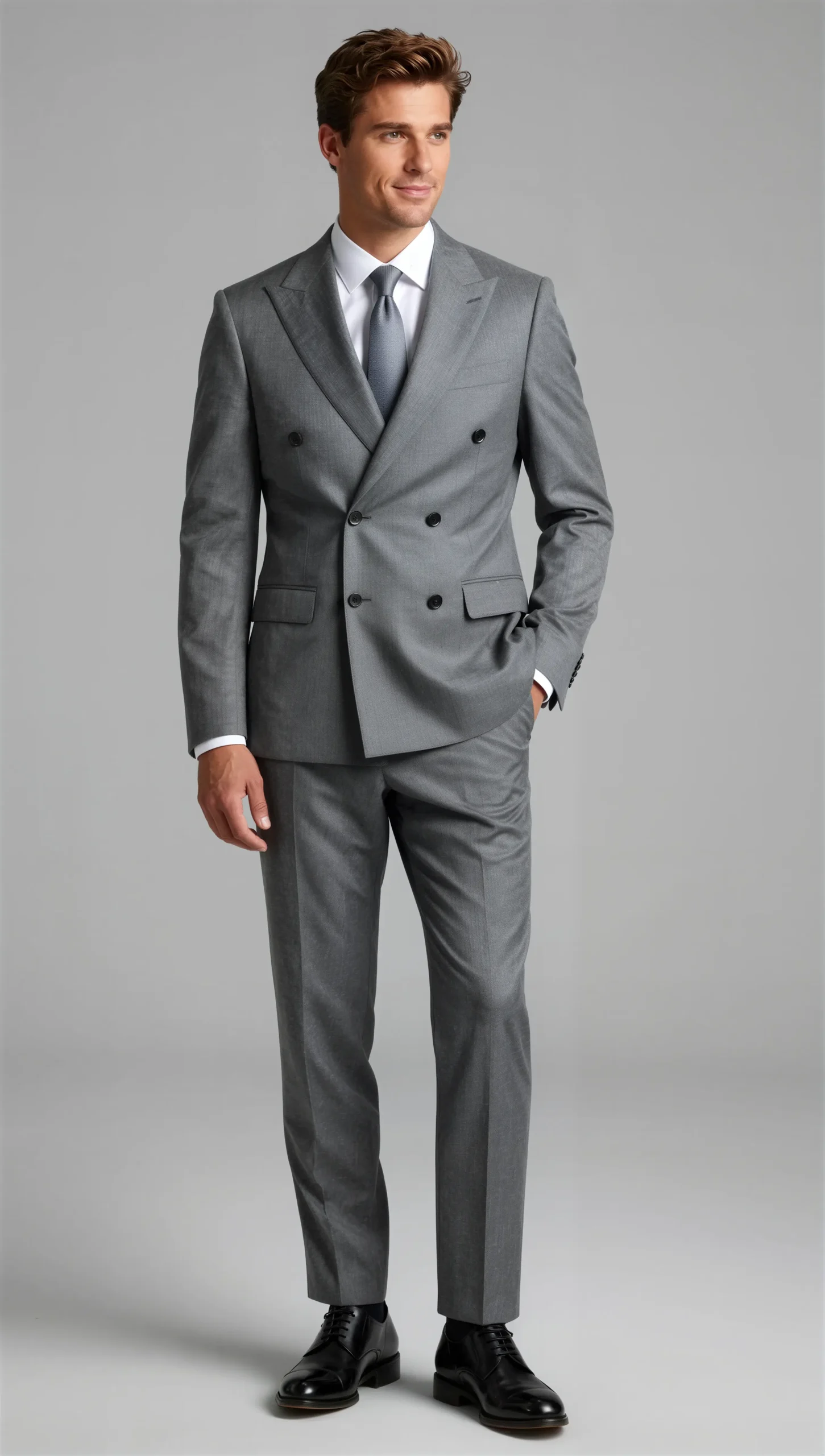 Two piece double breasted peak Medium grey