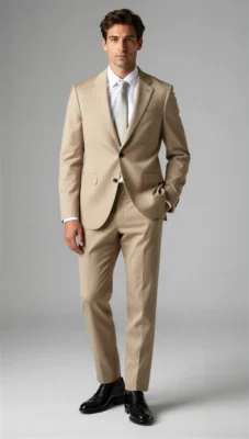 Two piece single breasted notch Beige tan