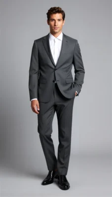 Two piece single breasted notch Charcoal grey