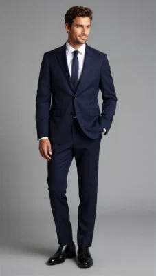 Two piece single breasted notch Dark blue mid night blue