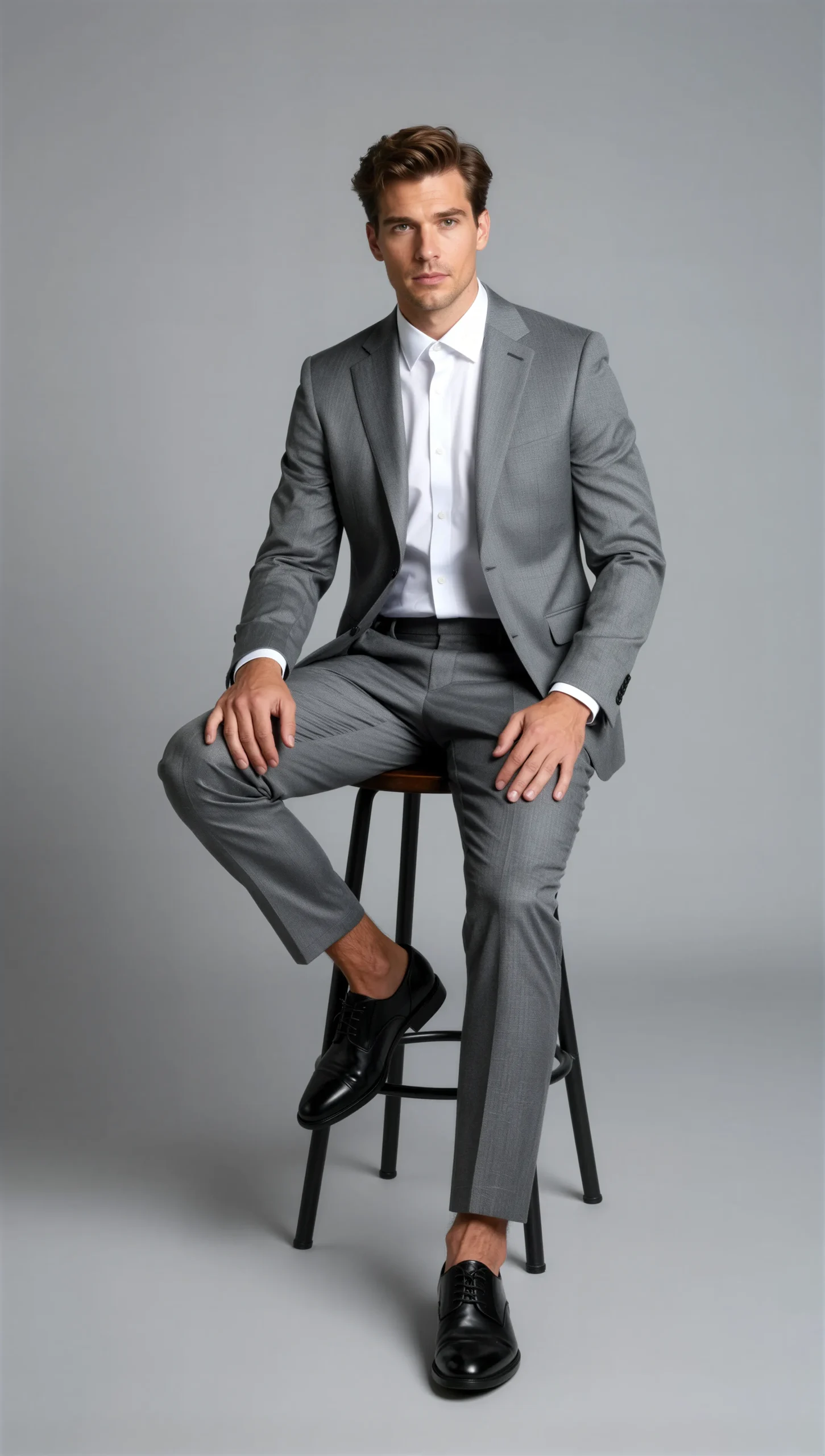 Two piece single breasted notch Medium grey