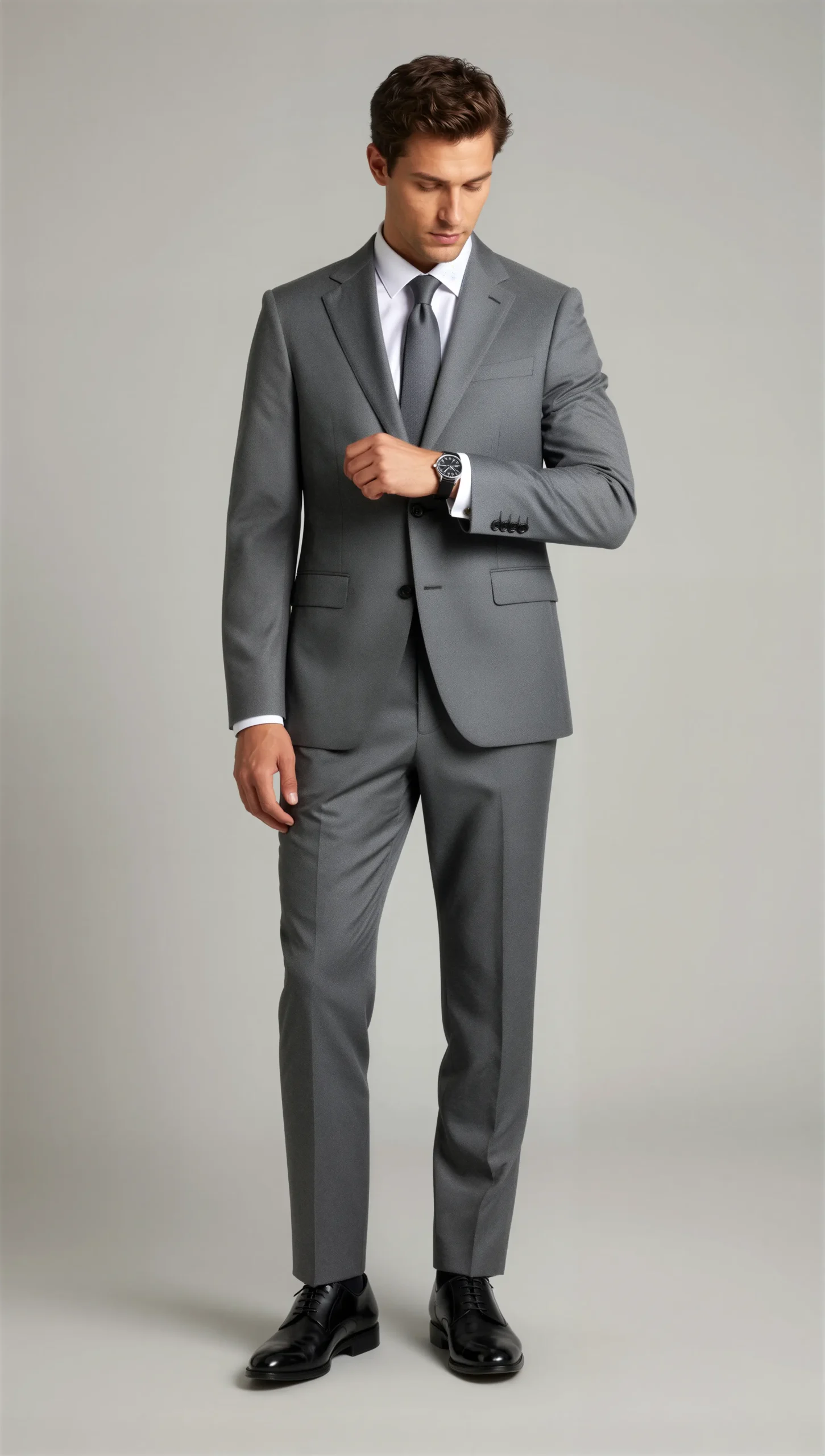 Two piece single breasted notch Medium grey