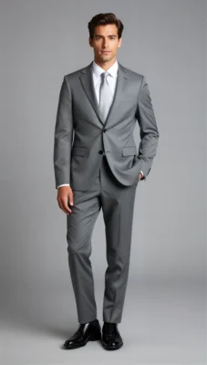 Two piece single breasted notch Medium grey