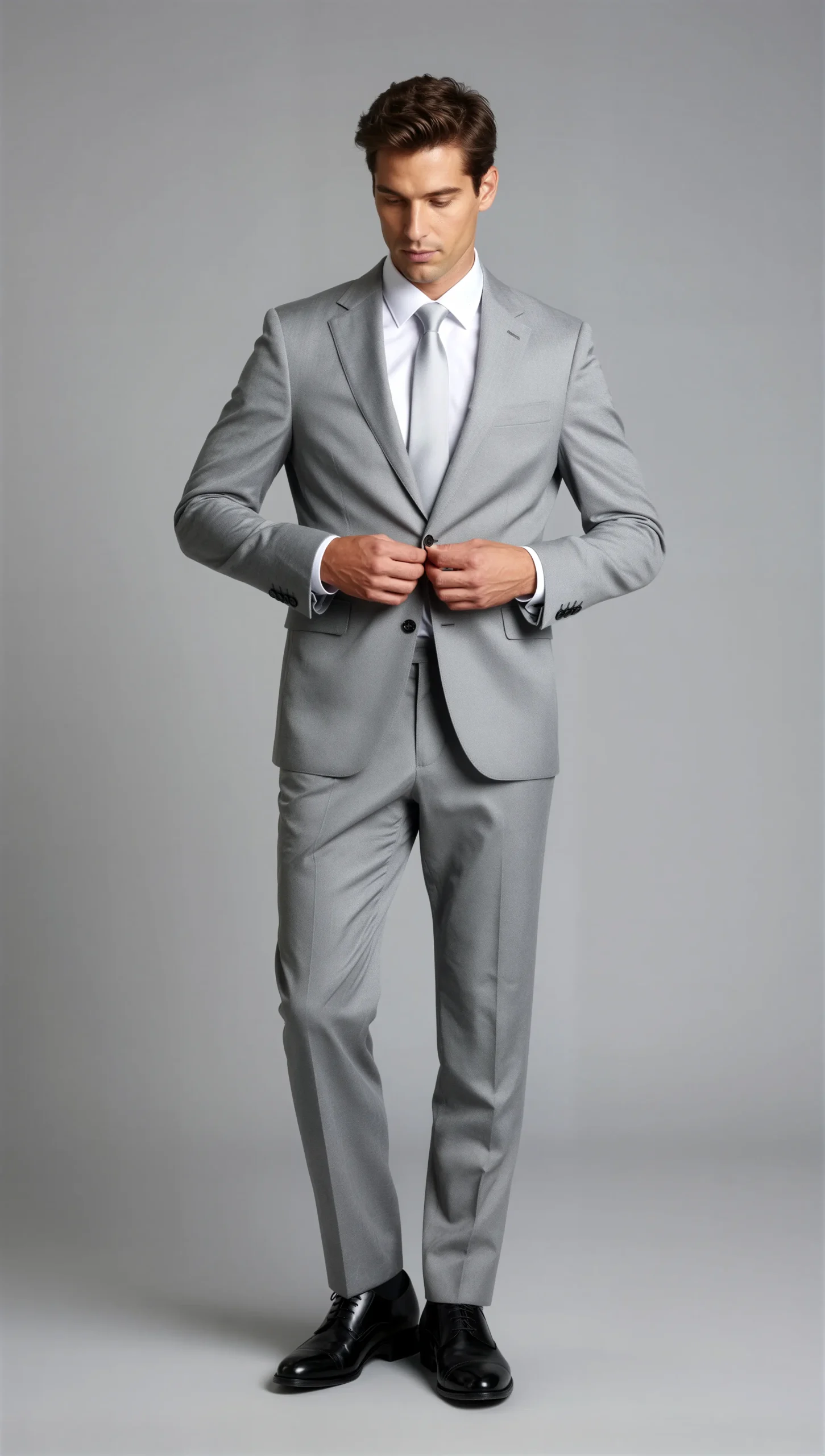 Two piece single breasted notch light grey