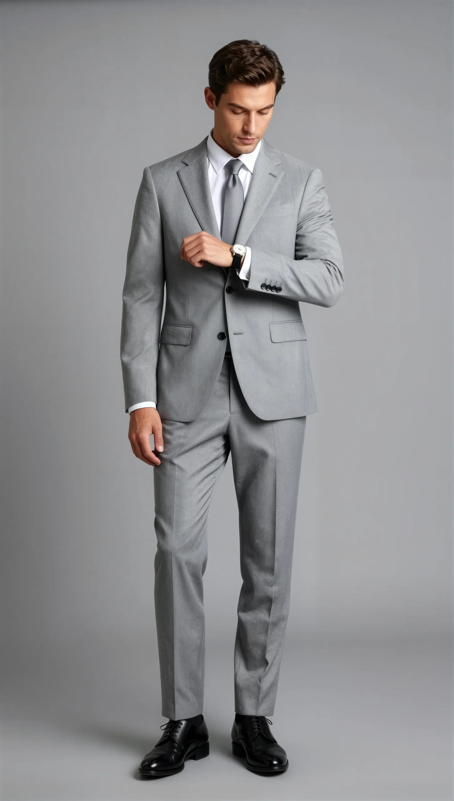 Two piece single breasted notch light grey