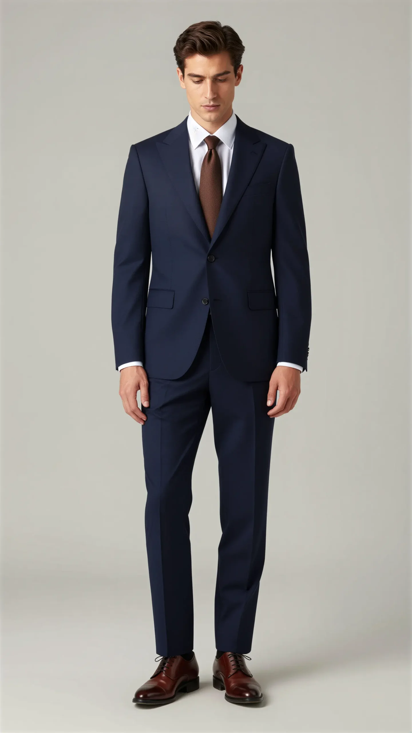 Two piece single breasted peak Lapel Navy blue