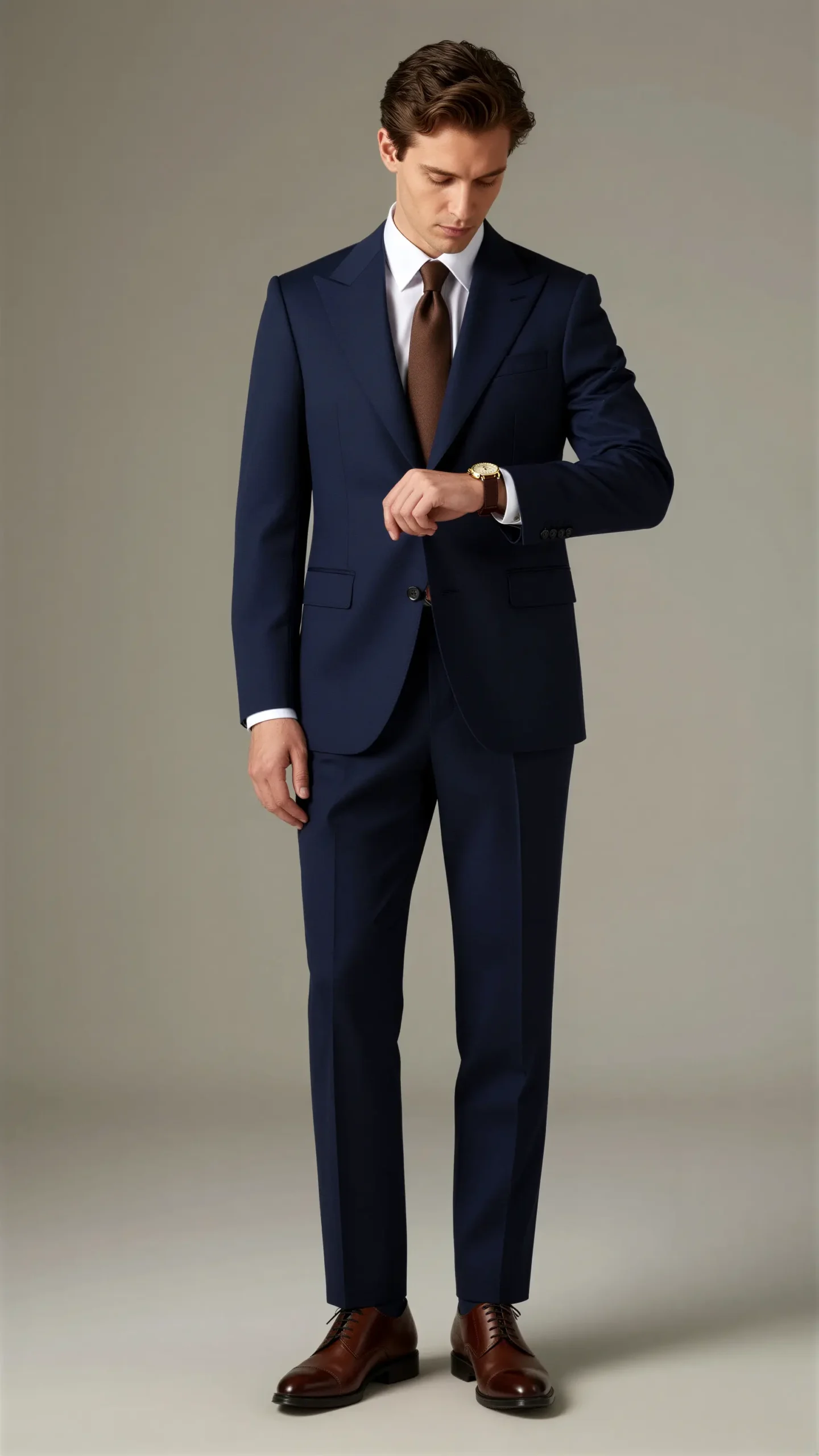 Two piece single breasted peak Lapel Navy blue