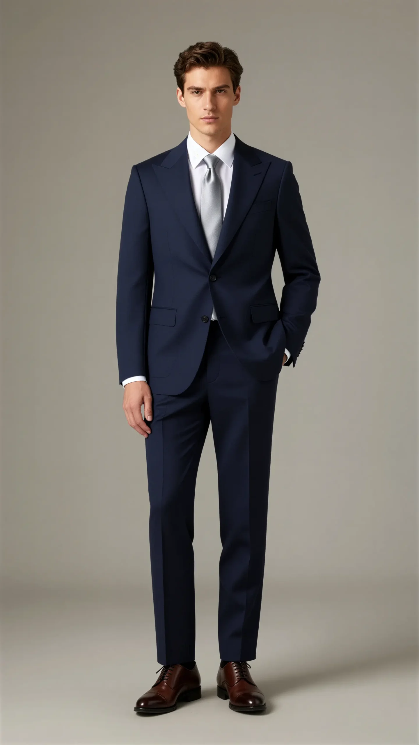 Two piece single breasted peak Lapel Navy blue