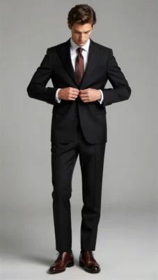 Two piece single breasted peak Lapel Black