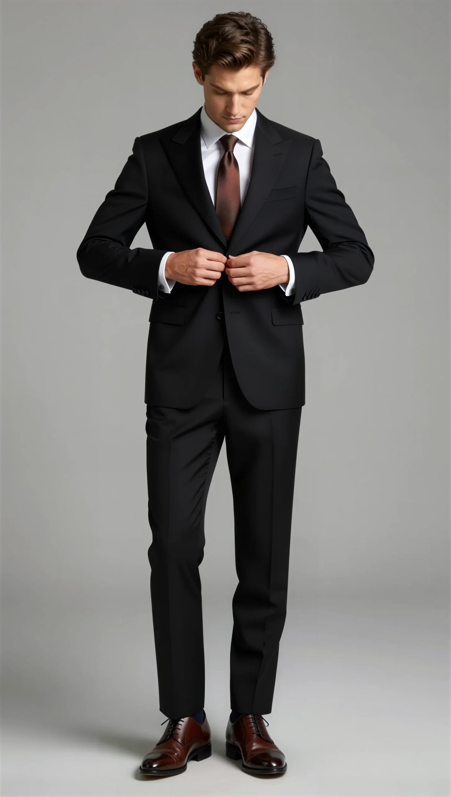 Two piece single breasted peak Lapel Black