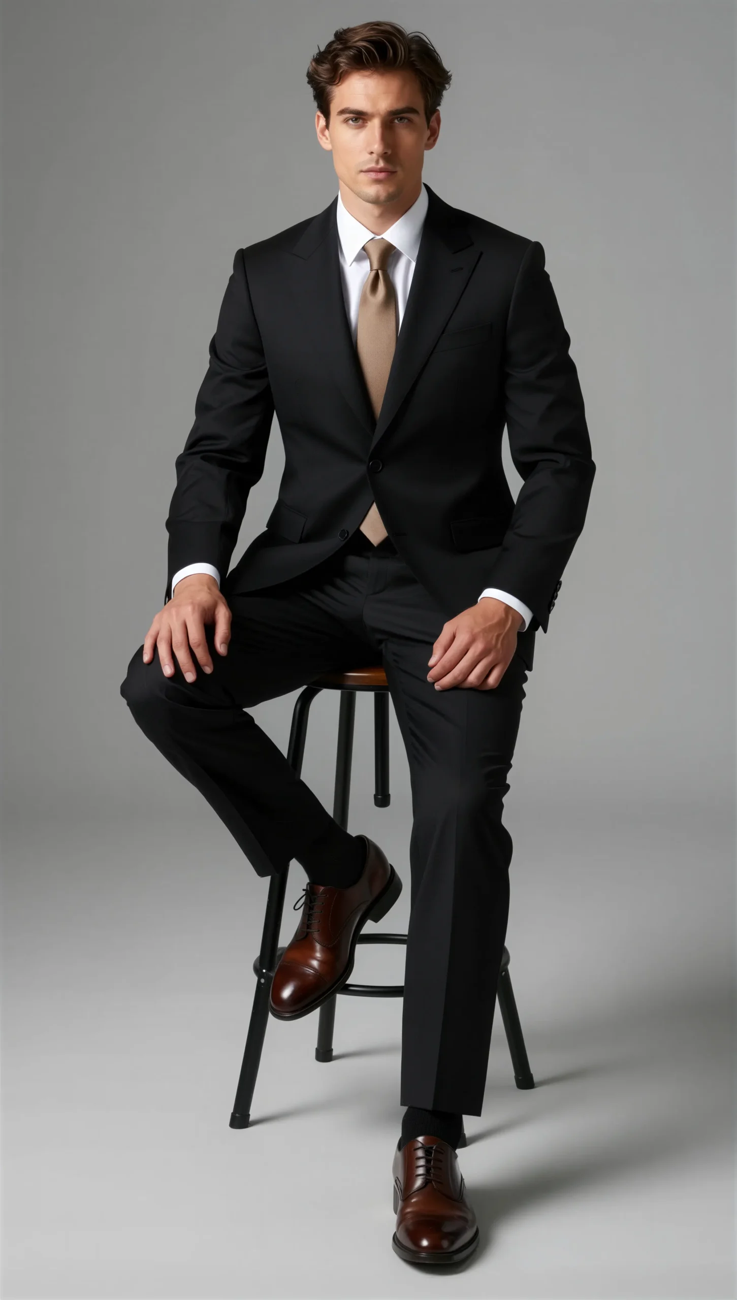 Two piece single breasted peak Lapel Black