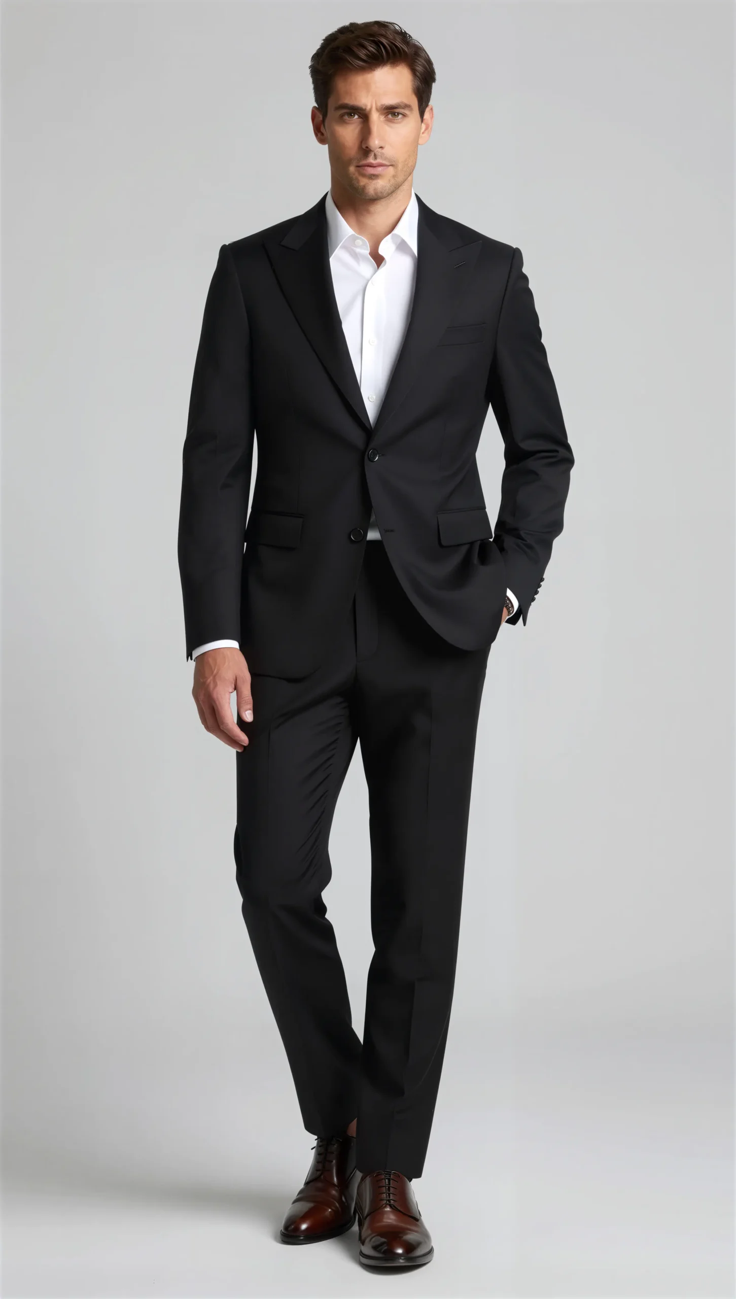 Two piece single breasted peak Lapel Black