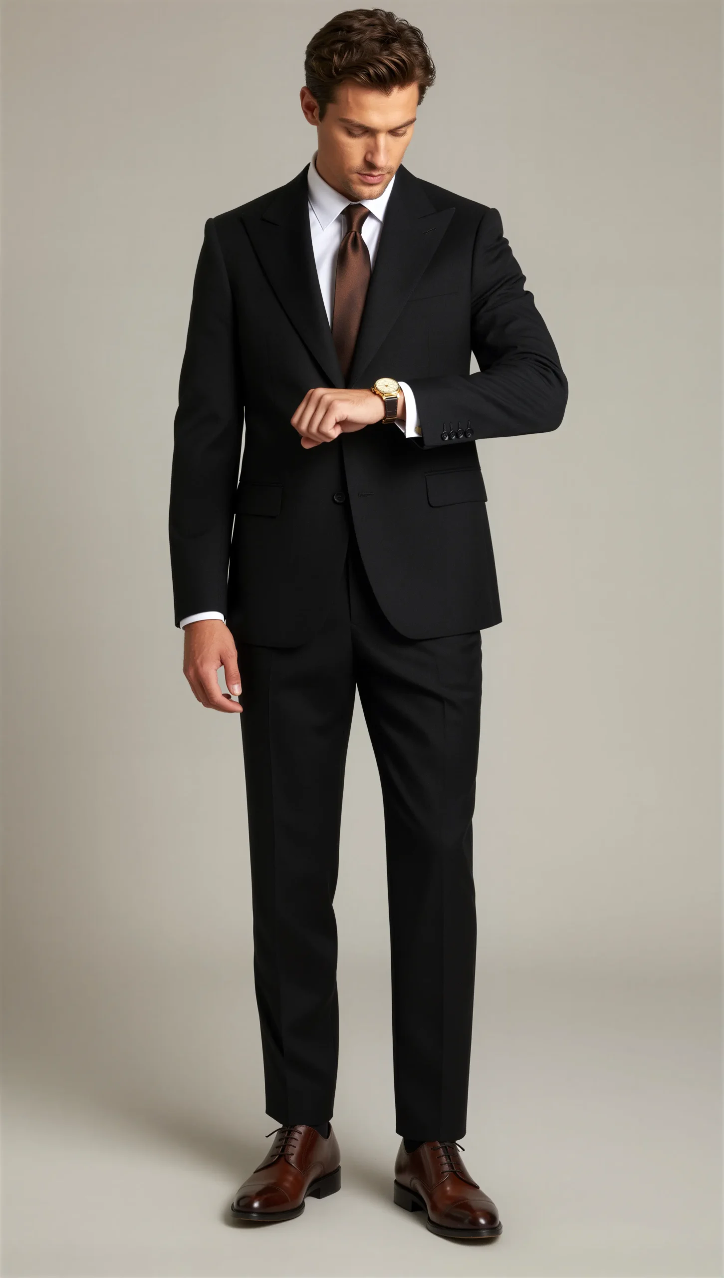 Two piece single breasted peak Lapel Black