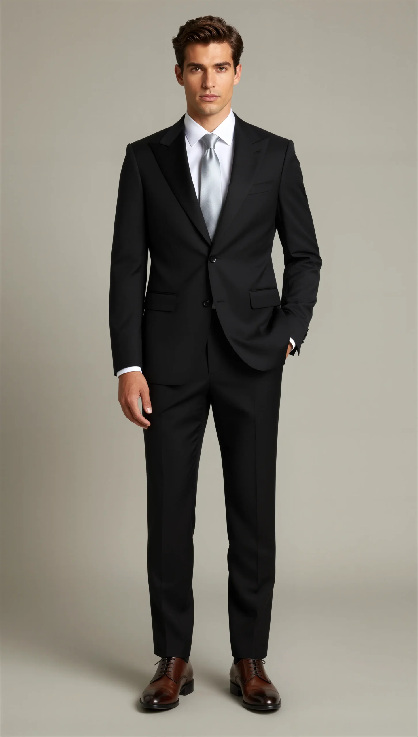 Two piece single breasted peak Lapel Black