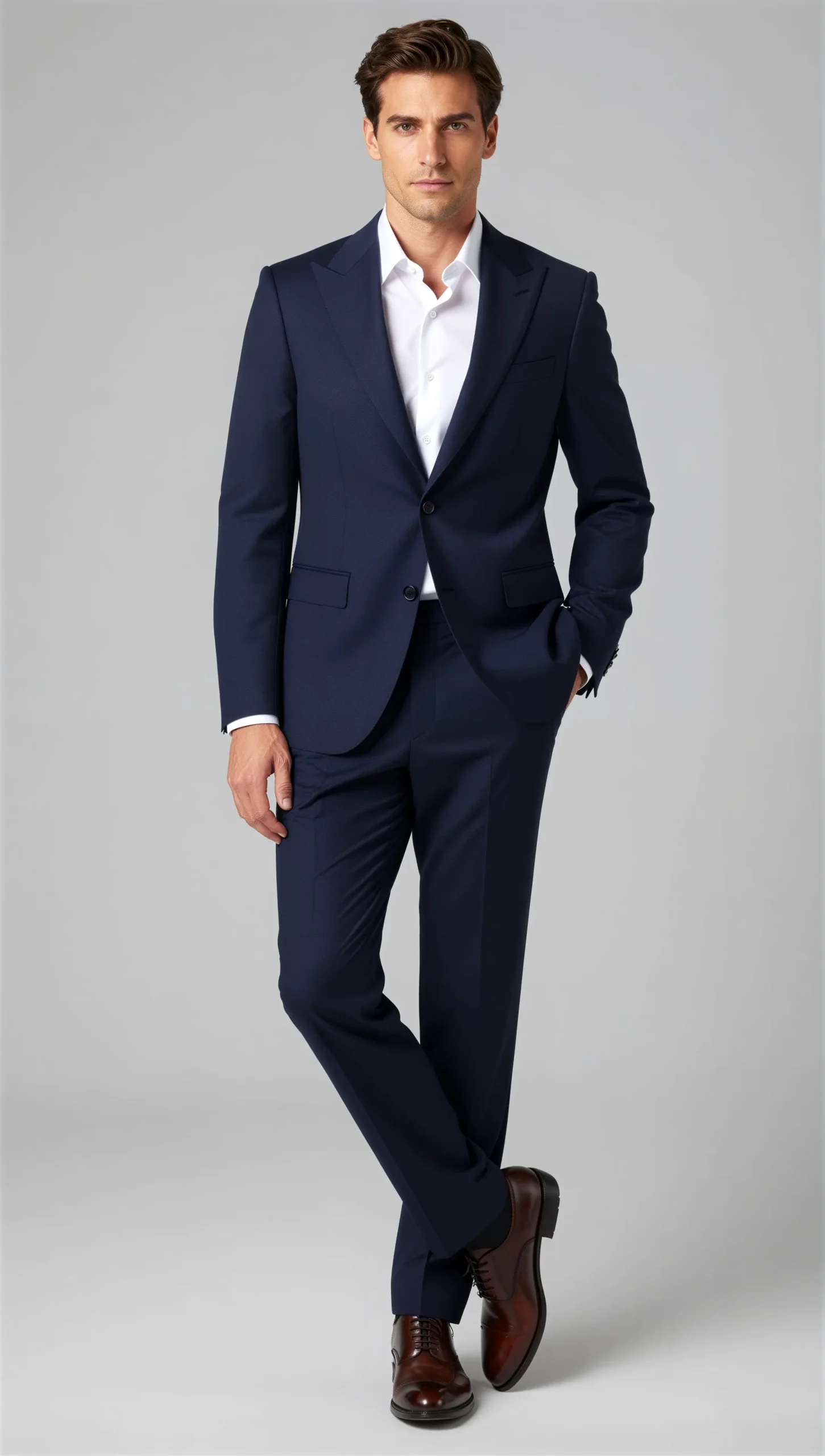 Two piece single breasted peak Dark blue mid night blue