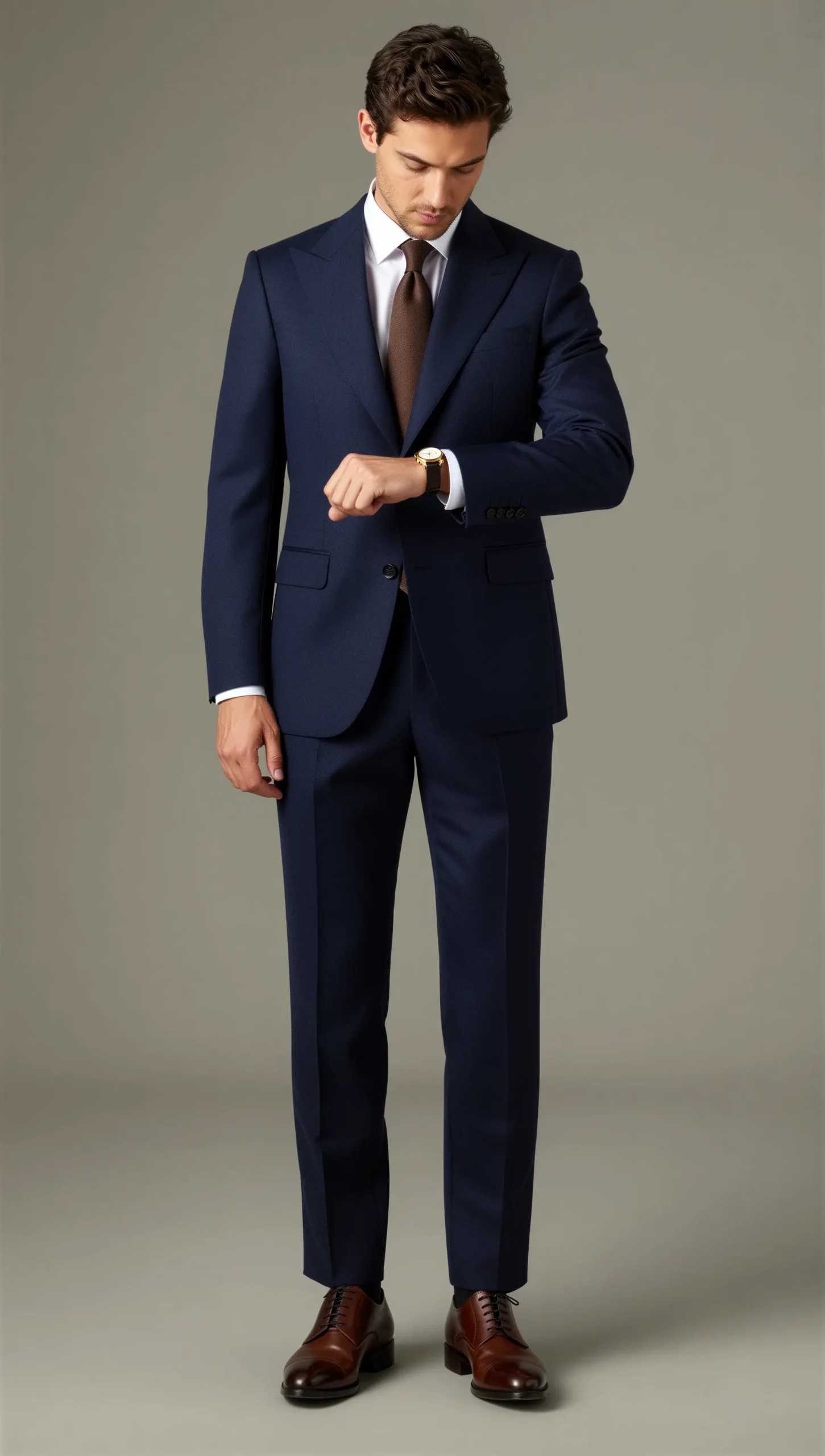 Two piece single breasted peak Dark blue mid night blue