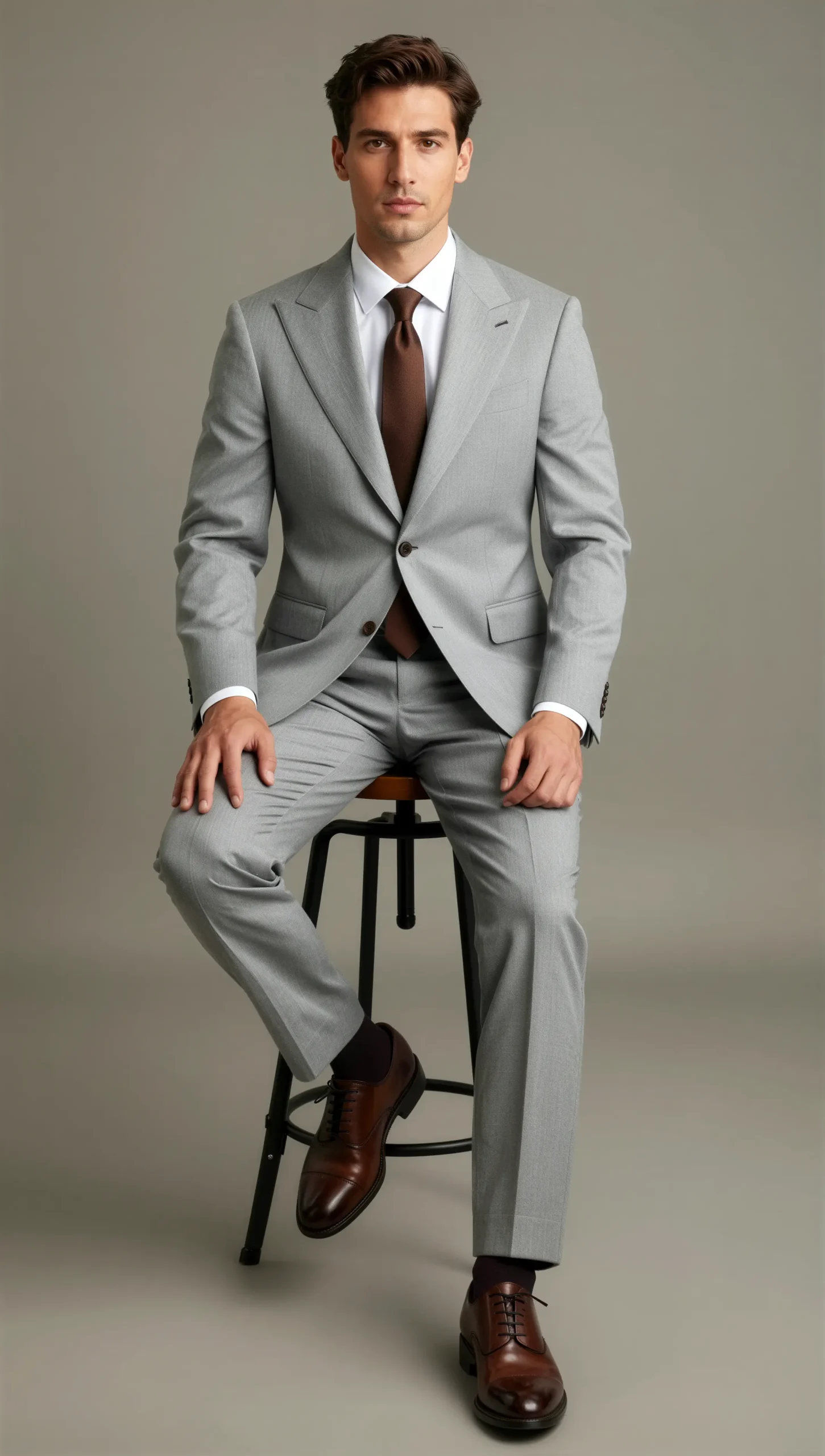 Two piece single breasted peak Light grey