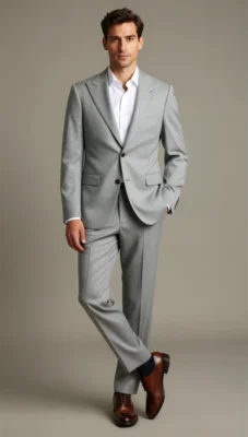 Two piece single breasted peak Light grey