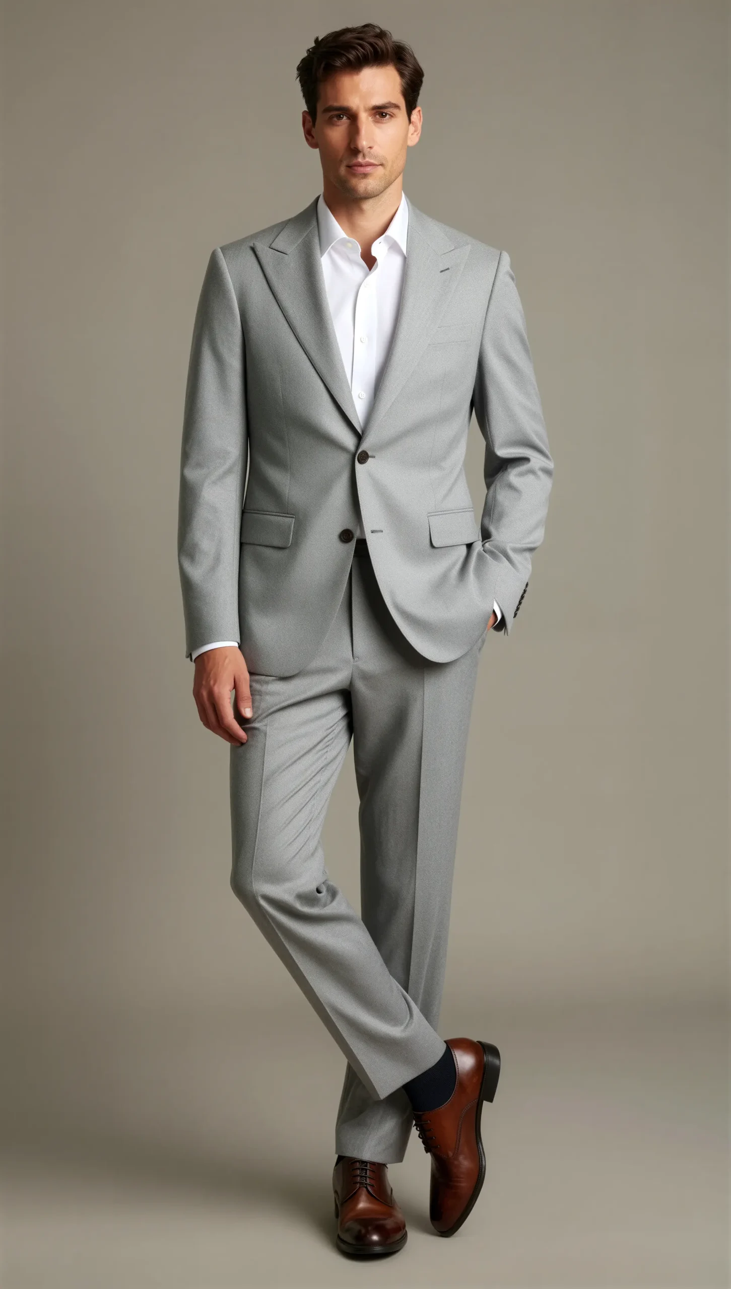 Two piece single breasted peak Light grey