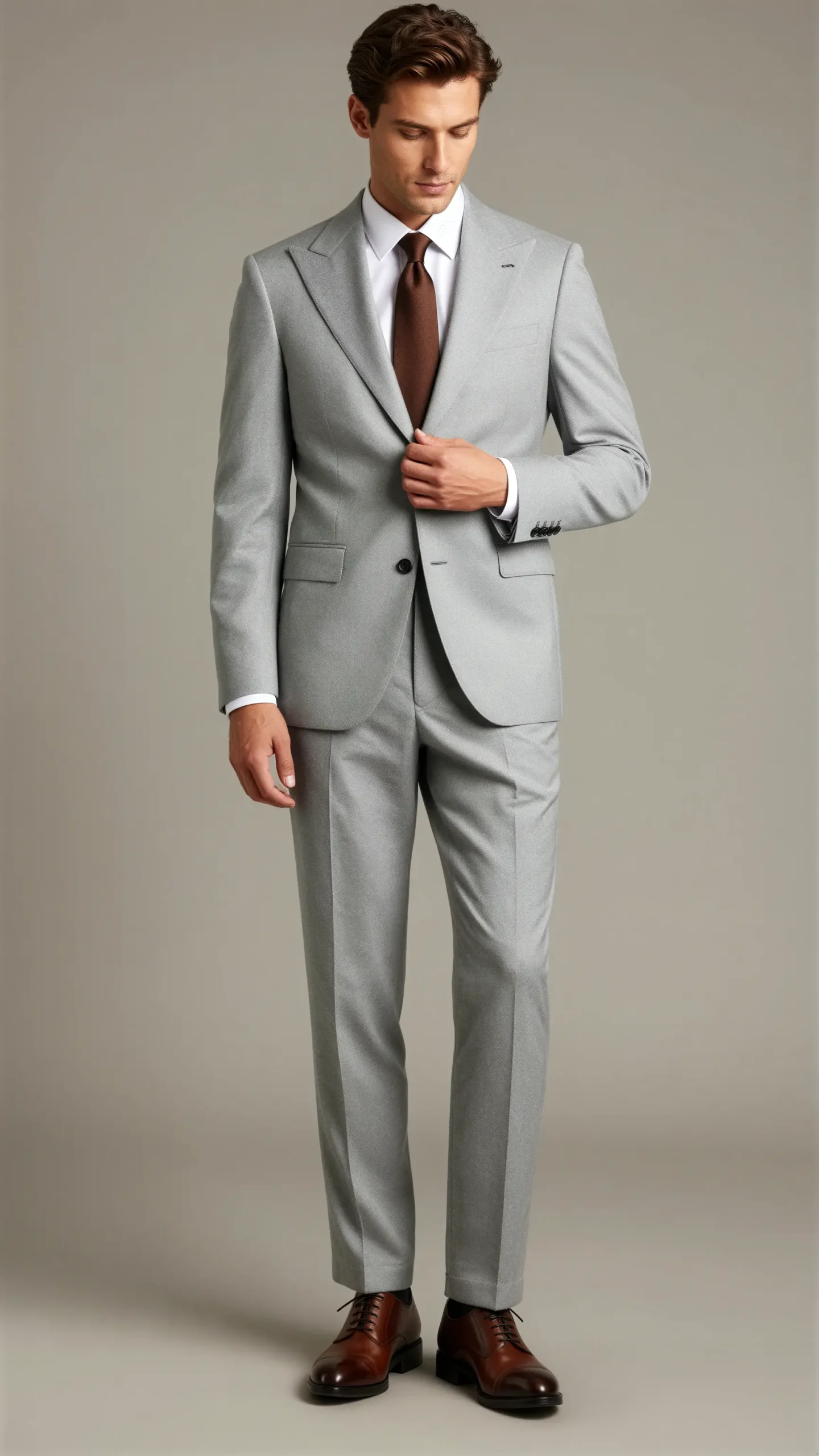 Two piece single breasted peak Light grey
