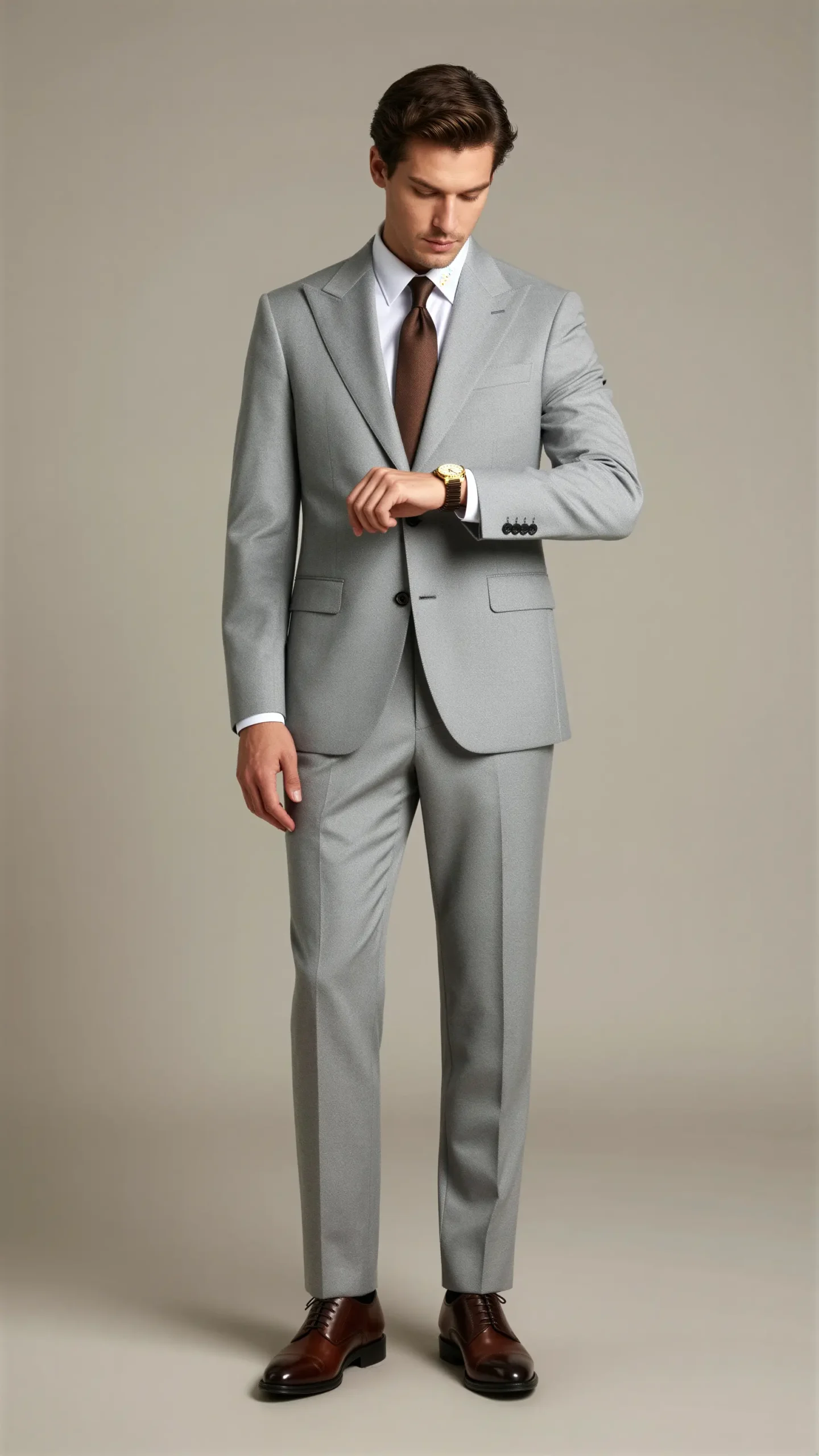 Two piece single breasted peak Light grey