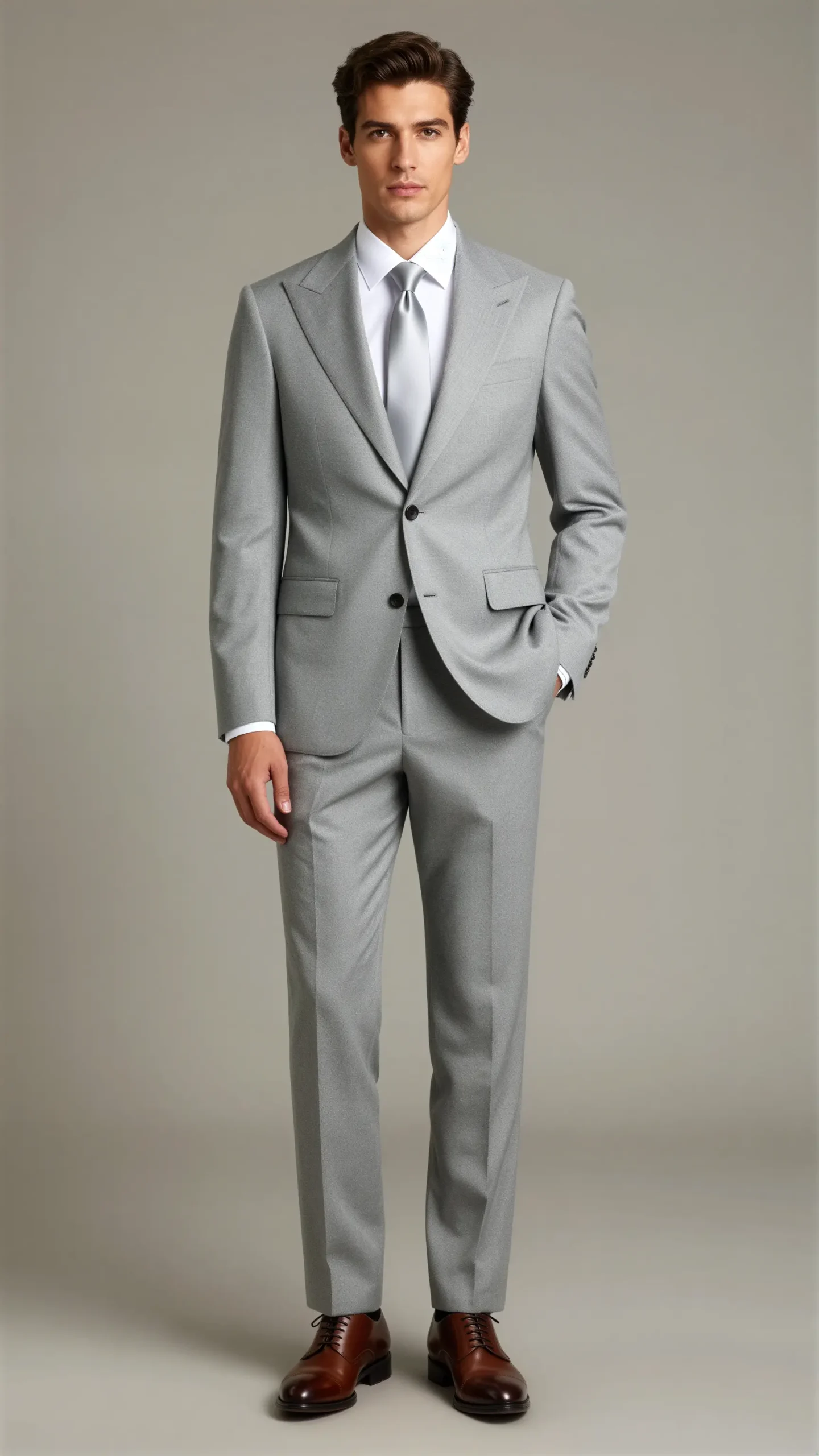 Two piece single breasted peak Light grey