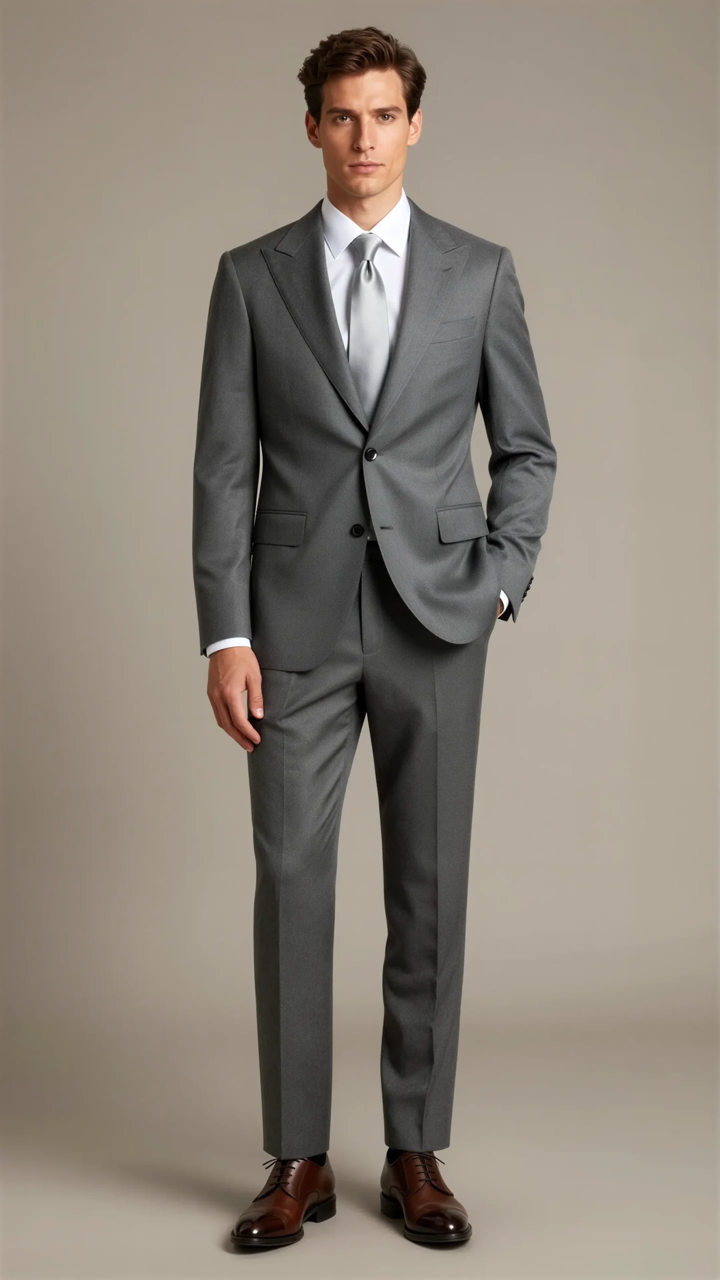 Two piece single breasted peak Lapel Medium grey