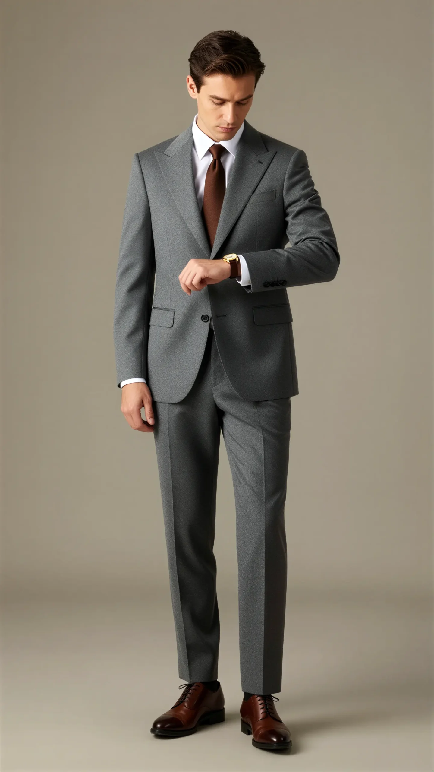 Two piece single breasted peak Lapel Medium grey
