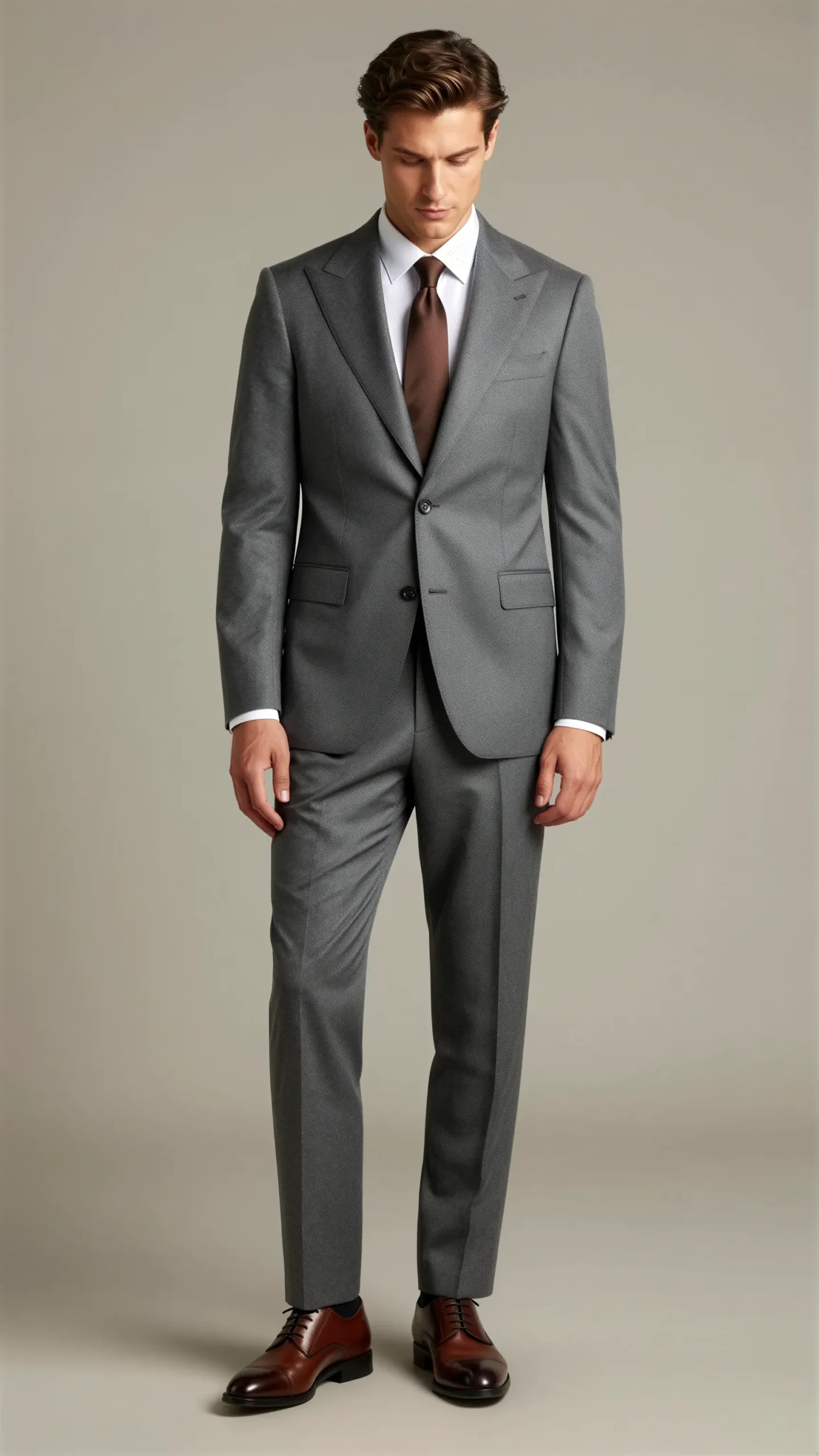 Two piece single breasted peak Lapel Medium grey
