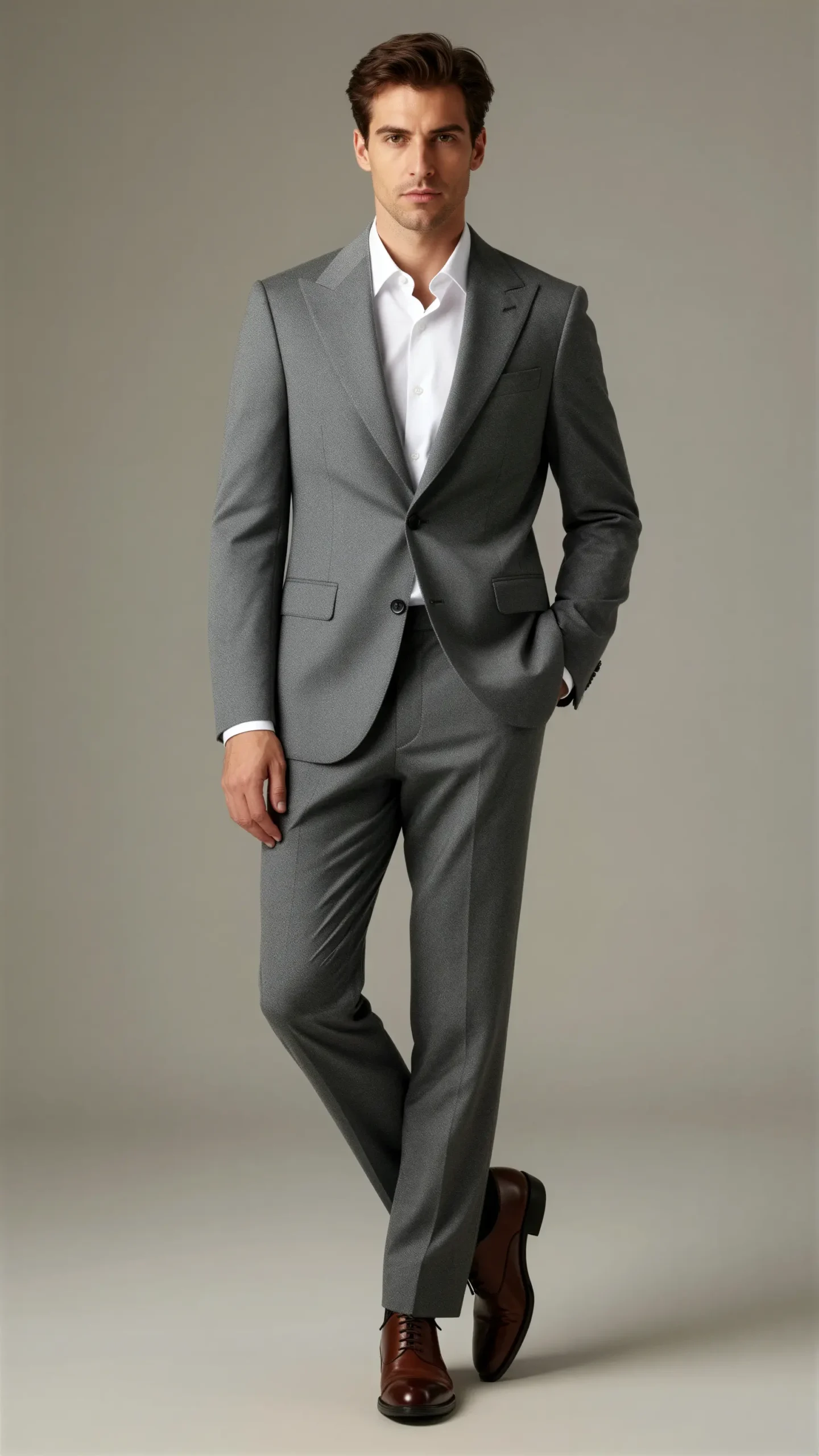 Two piece single breasted peak Lapel Medium grey
