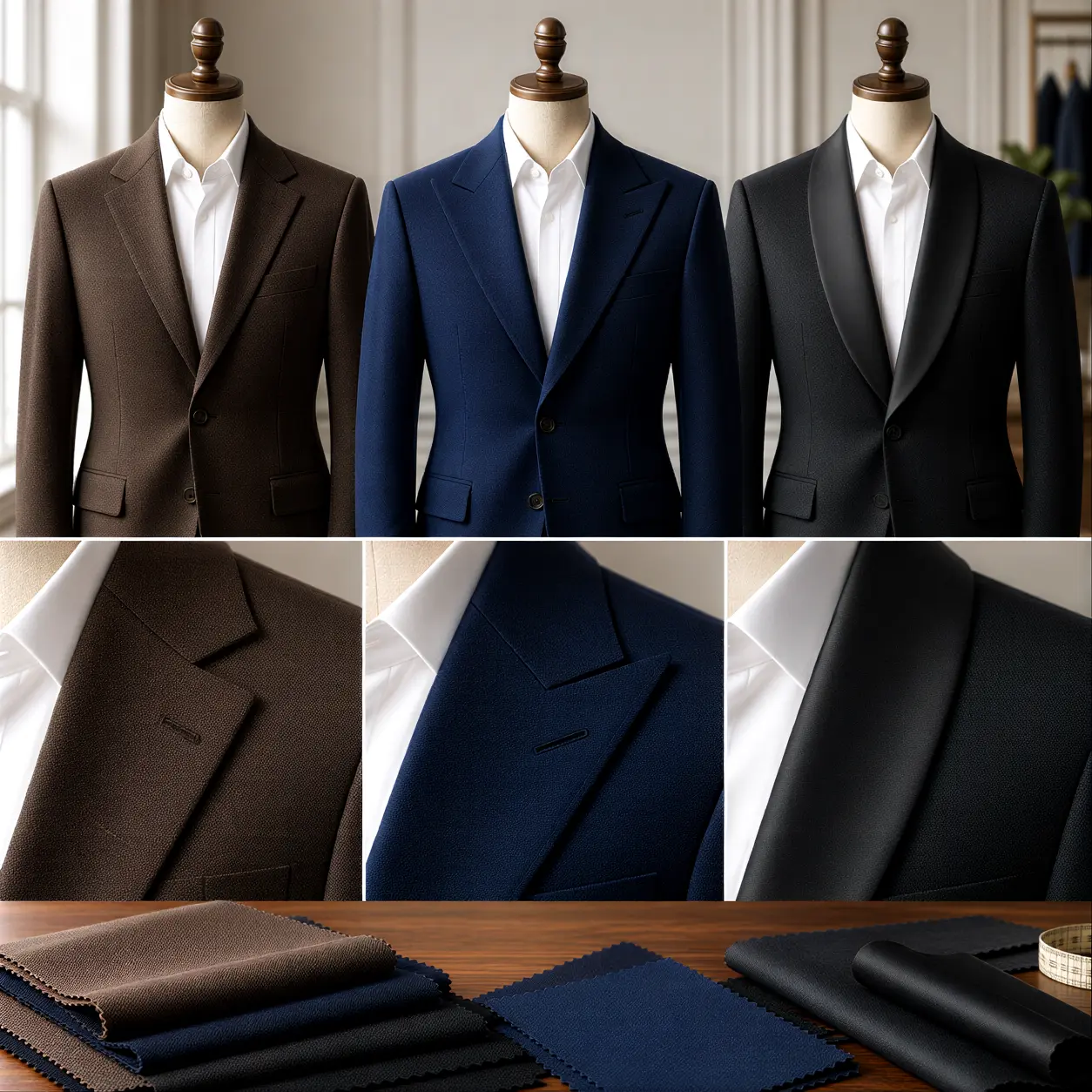 Close view of a precisely shaped notch lapel