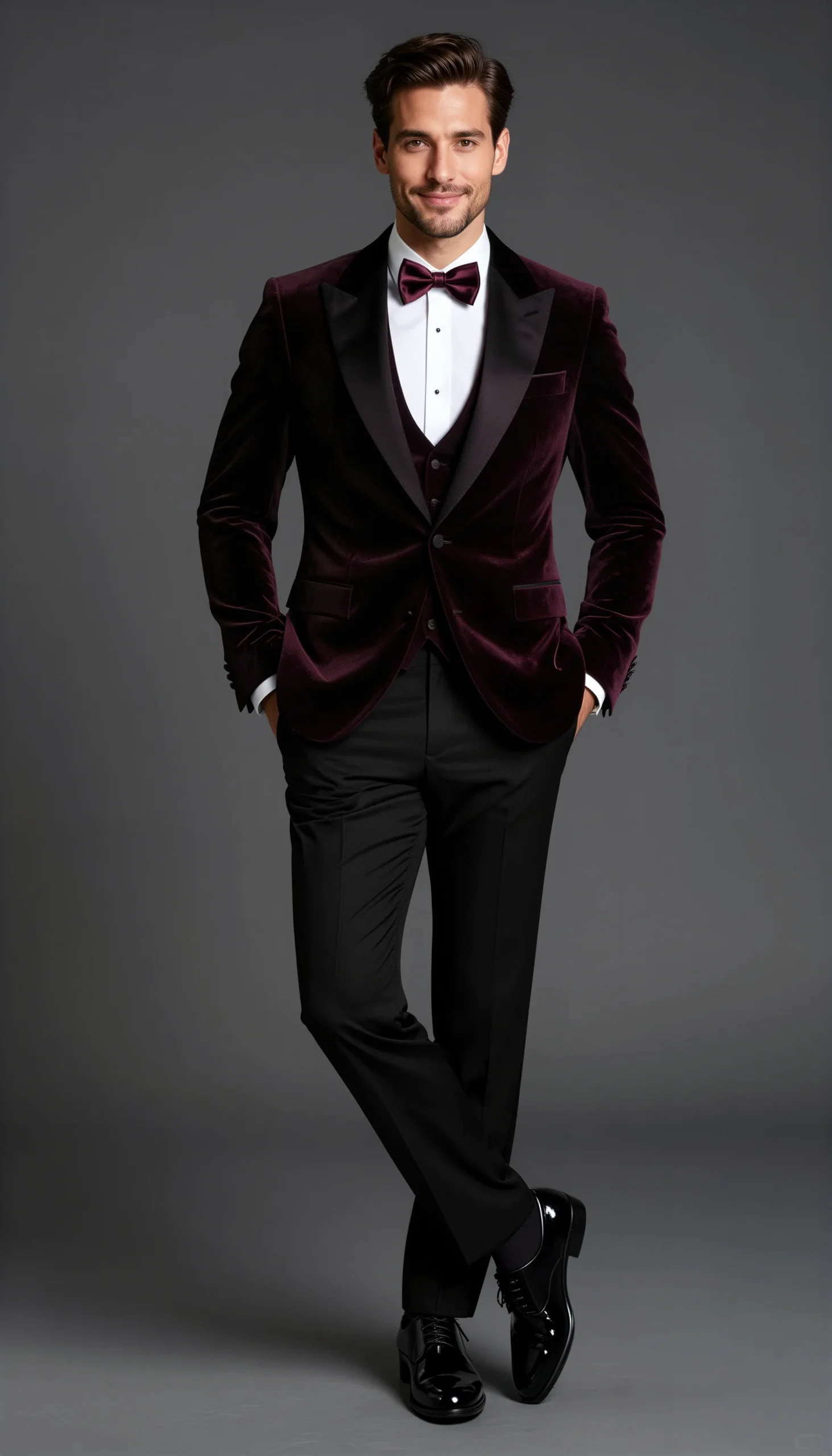 man-wearning-burgendy-tuxedo
